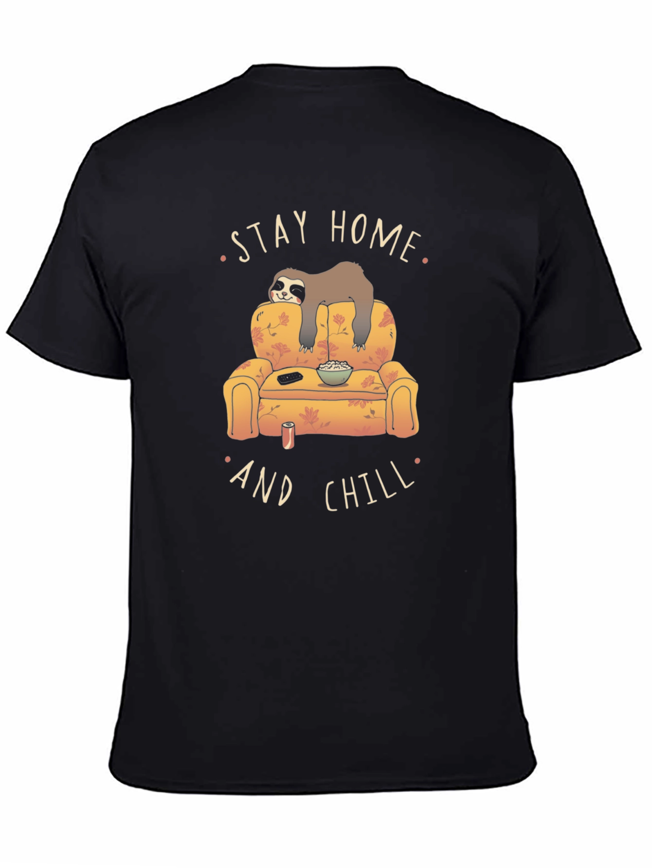 Black Stay Home & Chill Sloth Graphic T-Shirt view 4