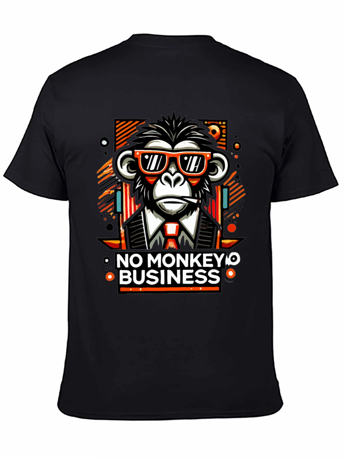 Black No Monkey Business Graphic T-Shirt view 4