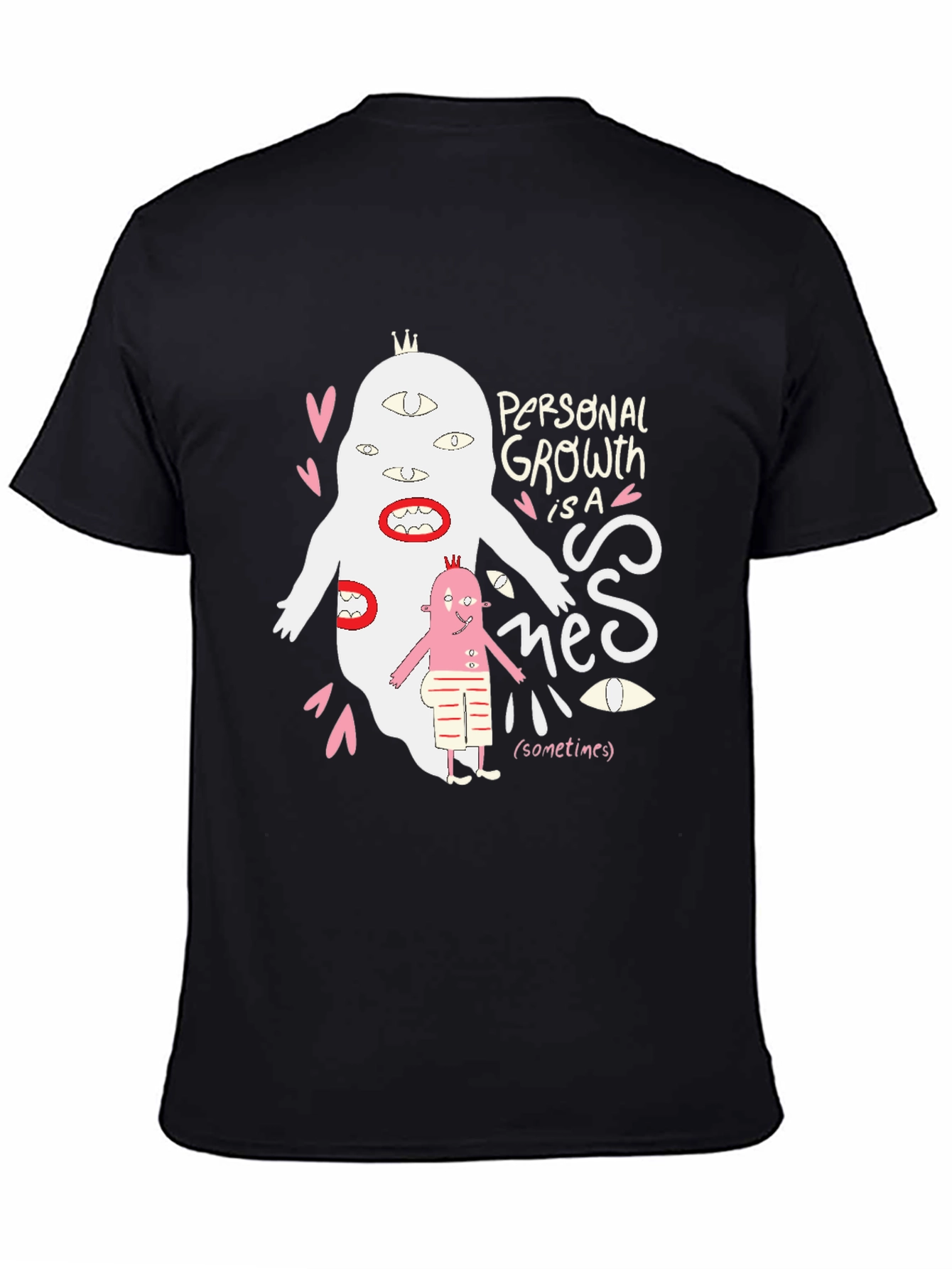 Black Personal Growth Sometimes T-Shirt view 4