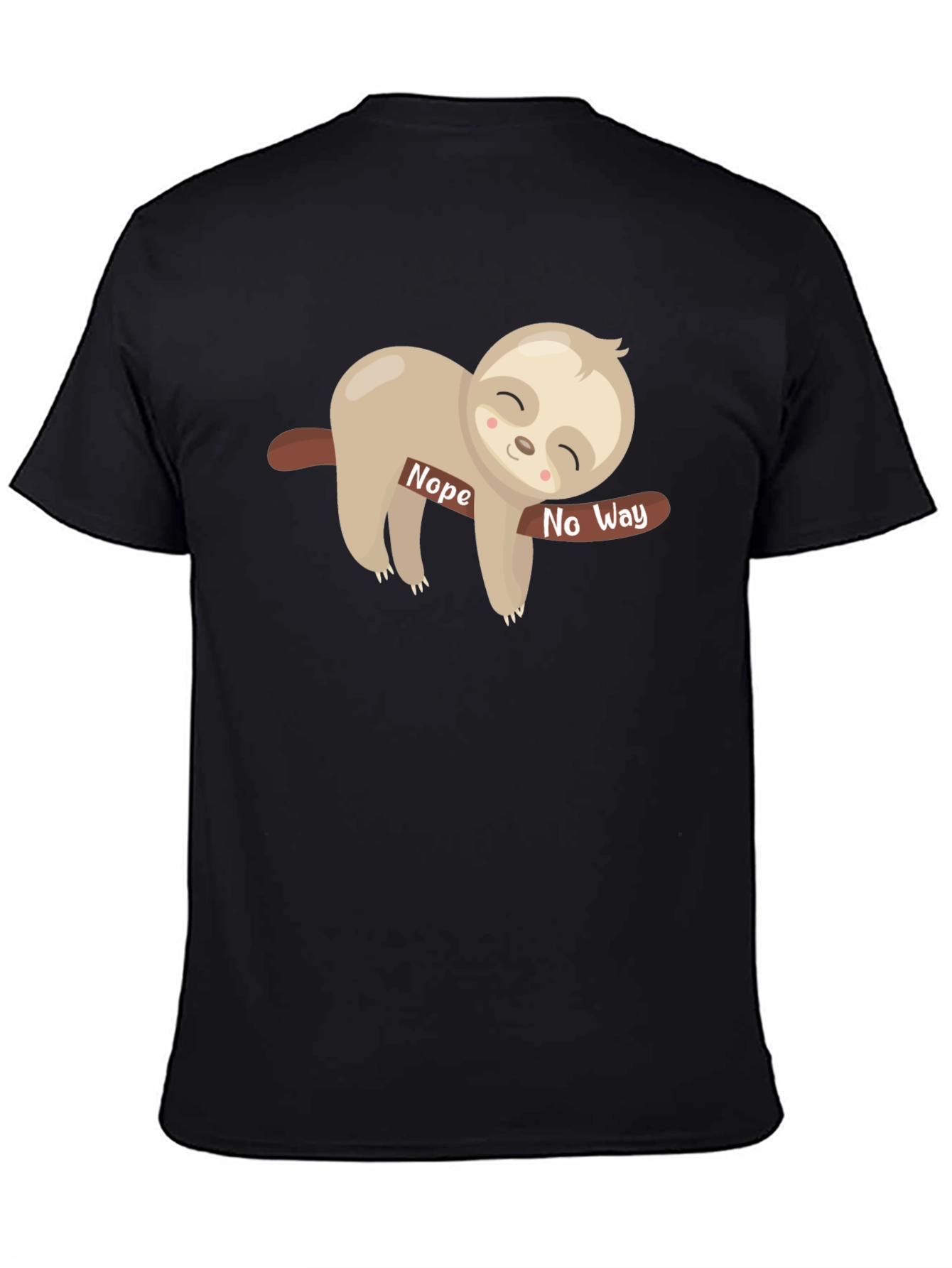 Black Nope No Way Sloth T-Shirt - Black Crew Neck Tee view 4