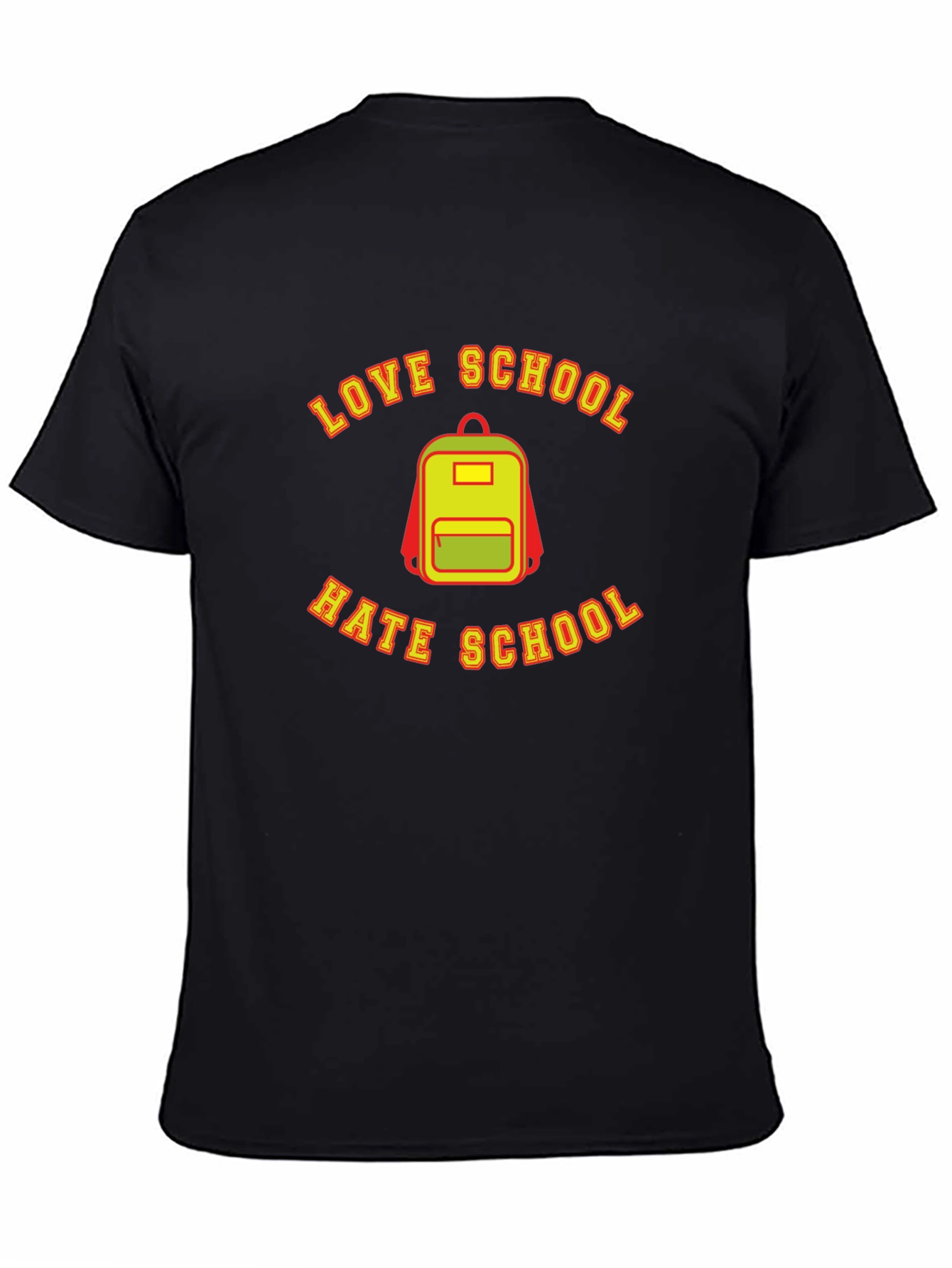 Black Love Hate School Backpack Graphic T-Shirt view 4