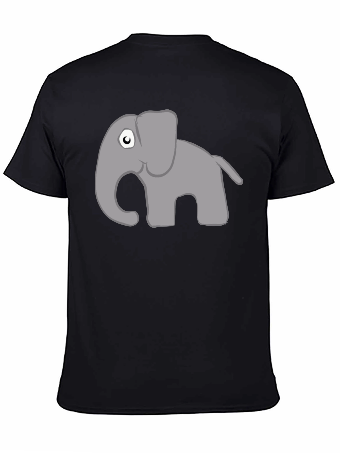 Black Cartoon Elephant Graphic Tee - Soft Cotton Blend view 4