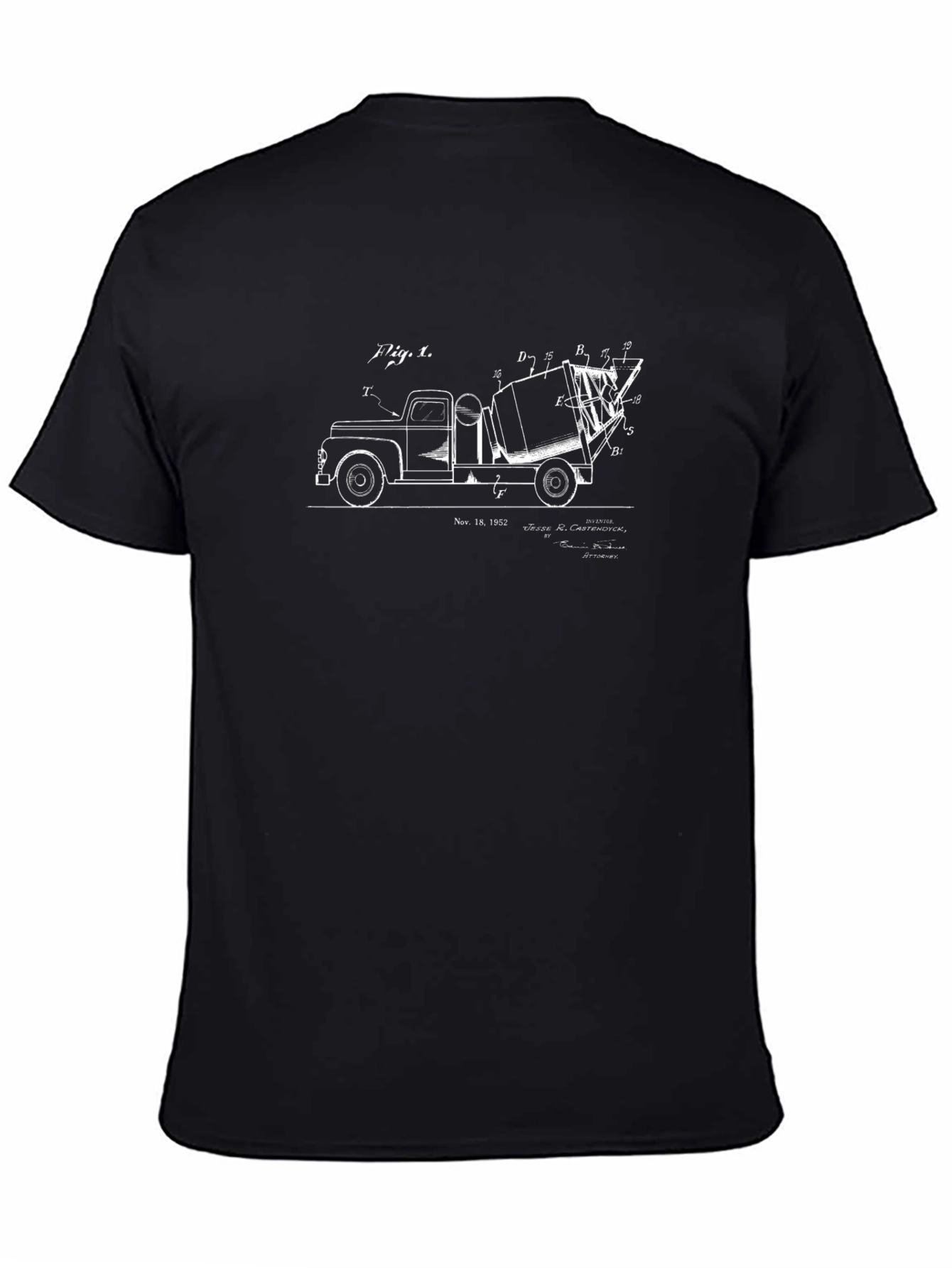 Black Vintage Cement Mixer Truck T-Shirt view 4