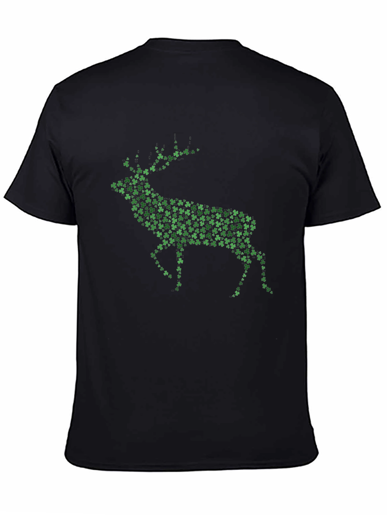 Black St. Patrick's Day Deer Clover Graphic T-Shirt view 4