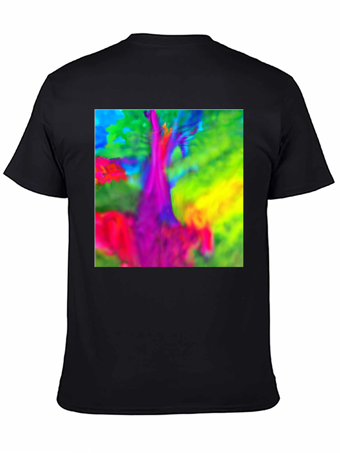 Black Vibrant Tree Graphic T-Shirt view 4