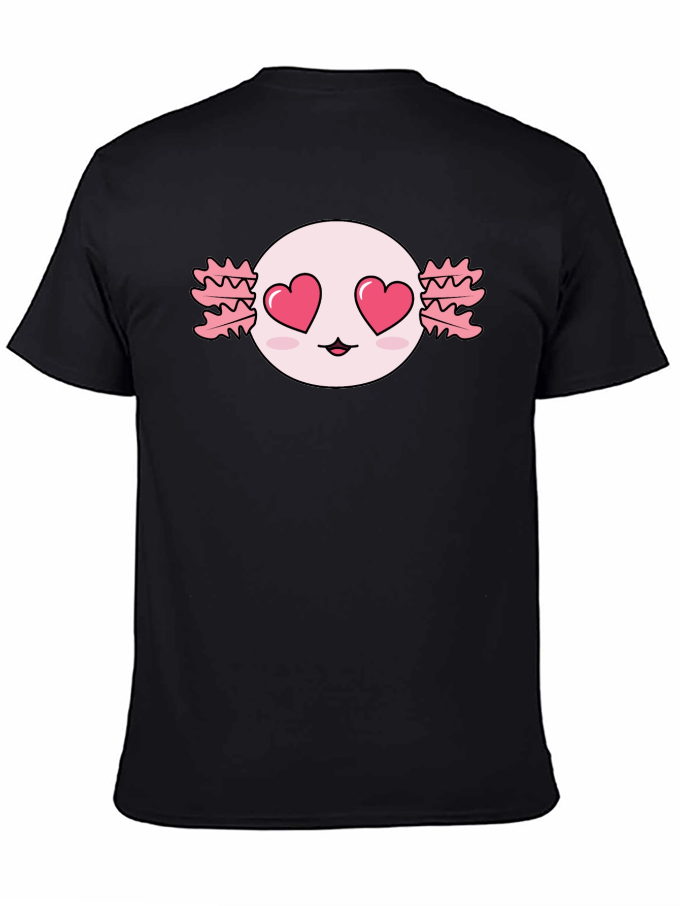 Black Axolotl Heart Eyes T-Shirt - Kawaii Black Tee view 4