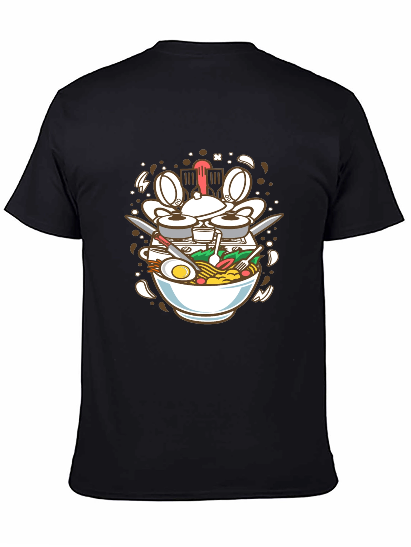 Black Ramen Drummer T-Shirt - Foodie Music Lover Tee view 4