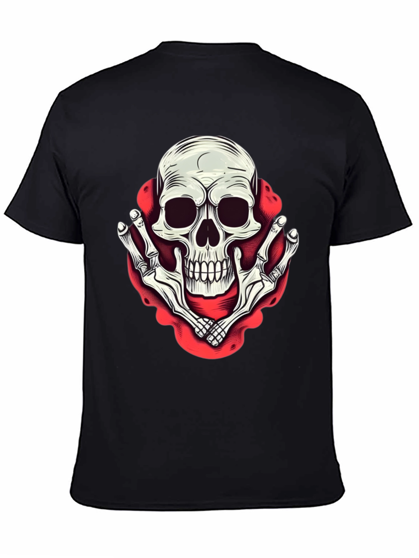 Black Skull & Bones Graphic Print T-Shirt view 4