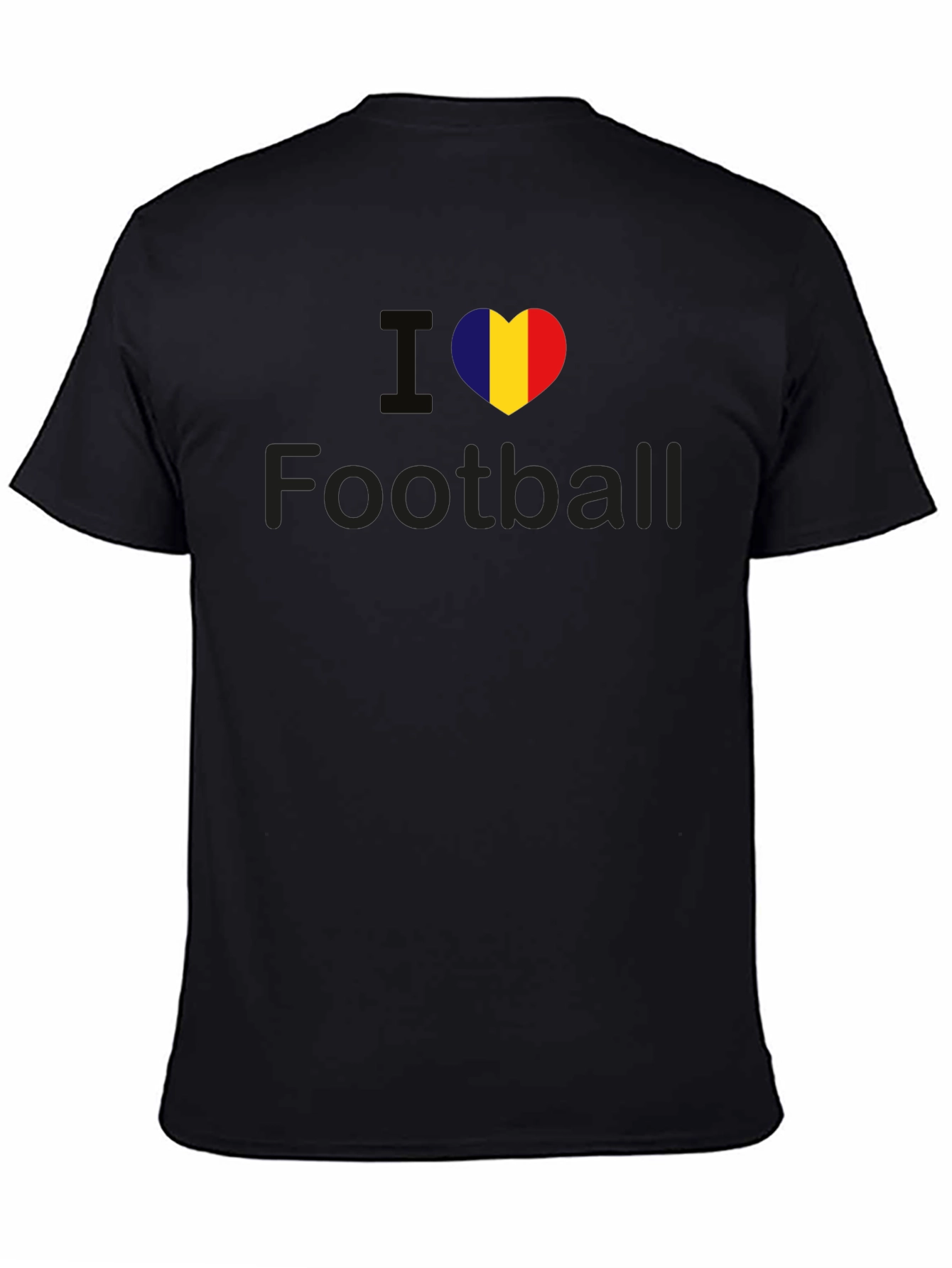 Black I Heart Football Tee - Flag Heart Design view 4