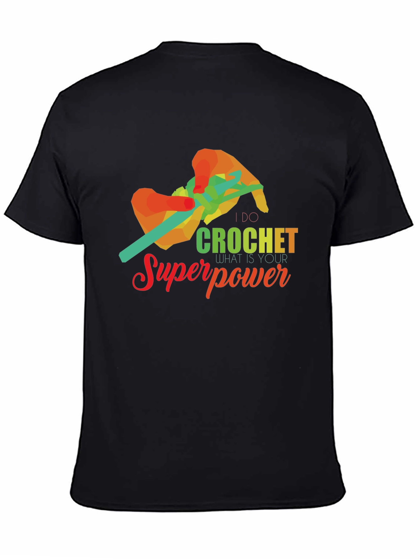 Black Crochet Superpower T-Shirt - Hobby Knit Tee view 4
