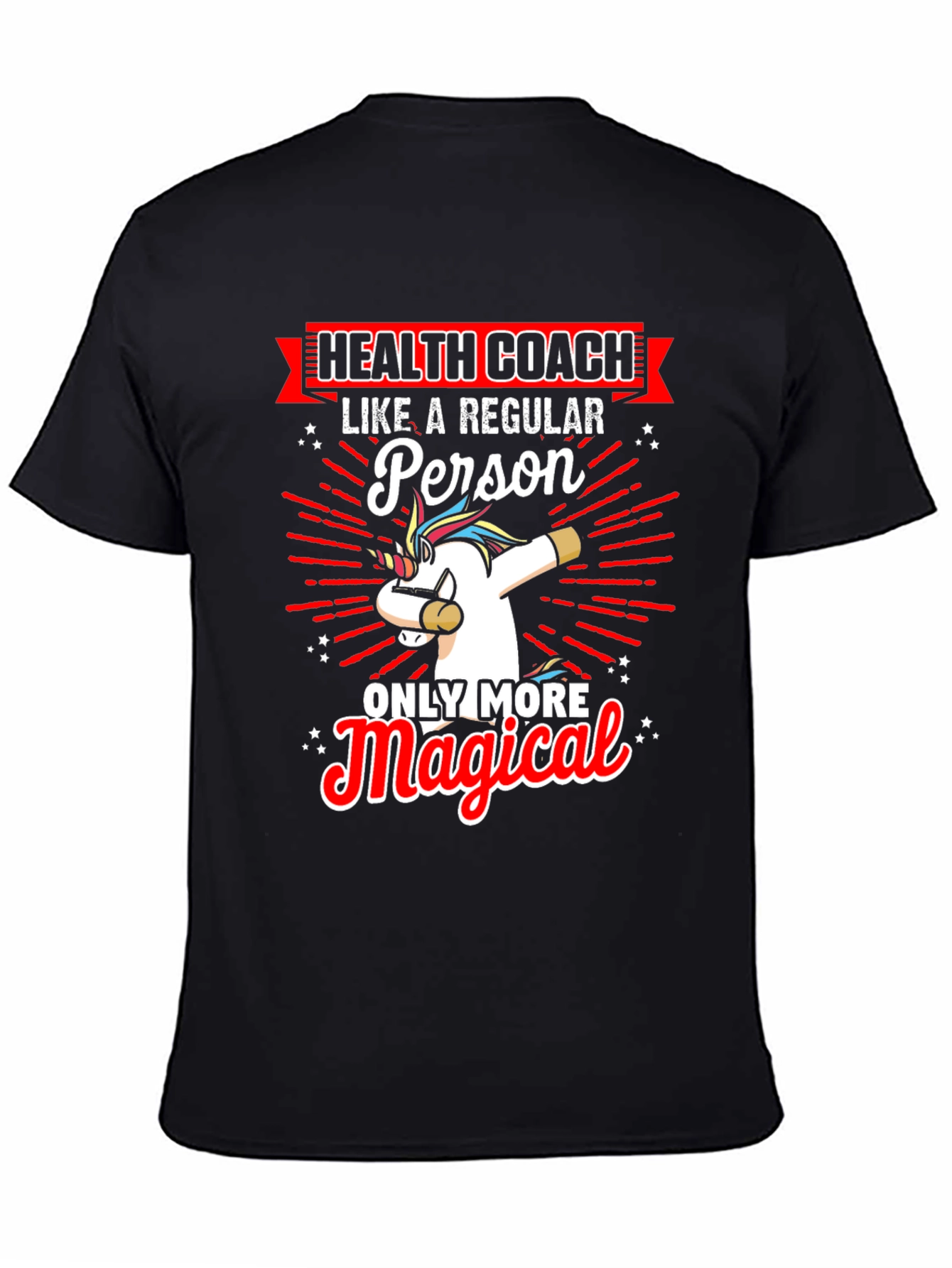 Black Health Coach Unicorn T-Shirt view 4
