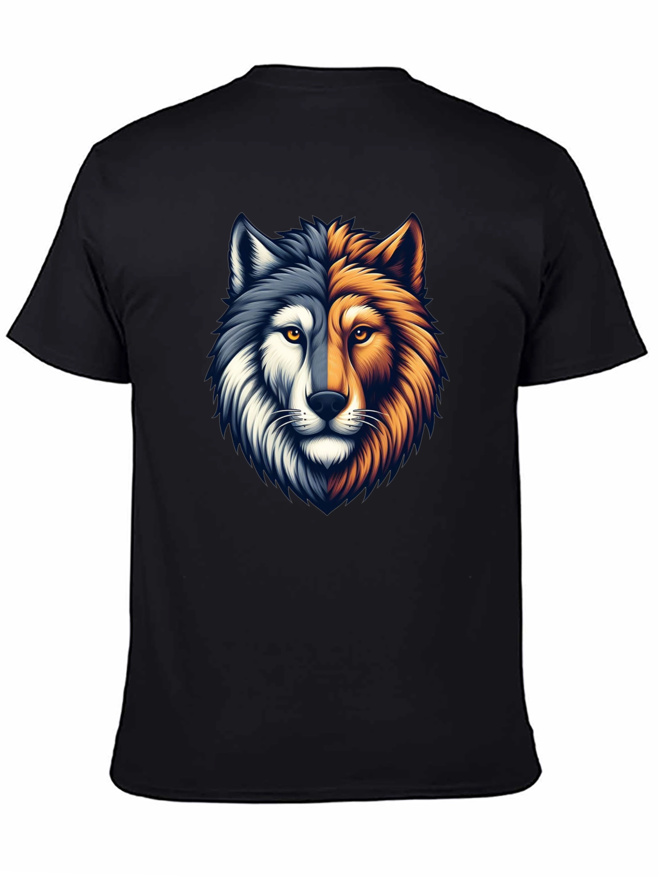 Black Two-Faced Wolf Graphic T-Shirt - Black view 4