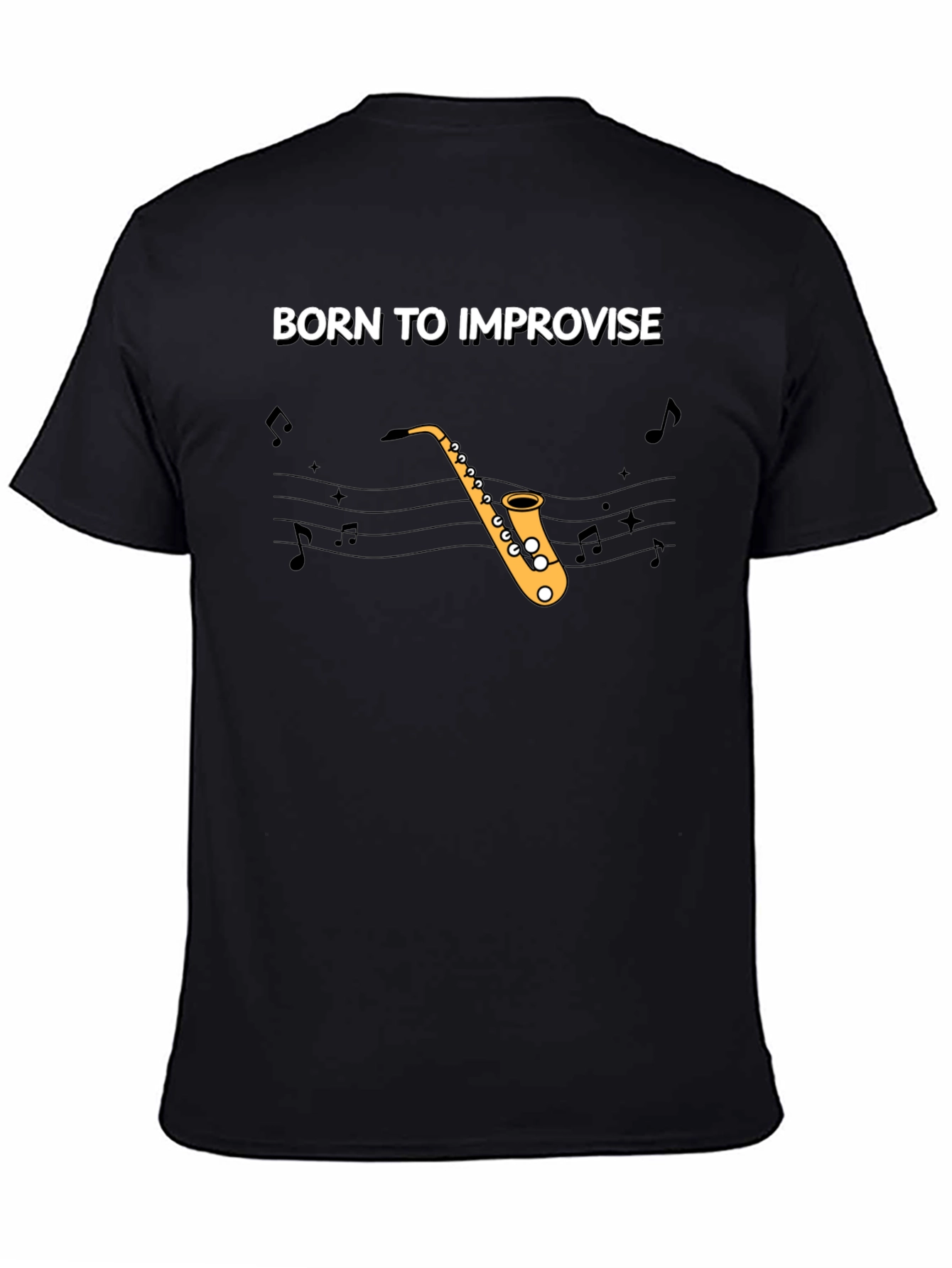 Black Born To Improvise Saxophone T-Shirt view 4