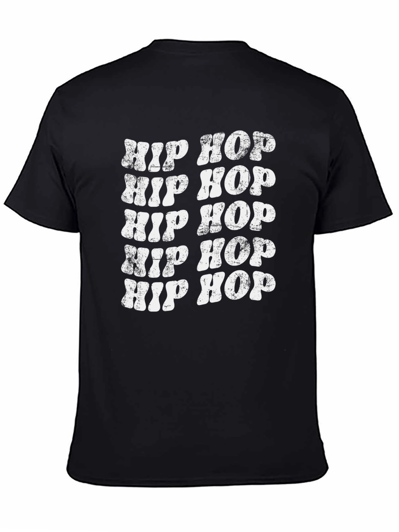 Black Retro Hip Hop T-Shirt - Distressed Design view 4