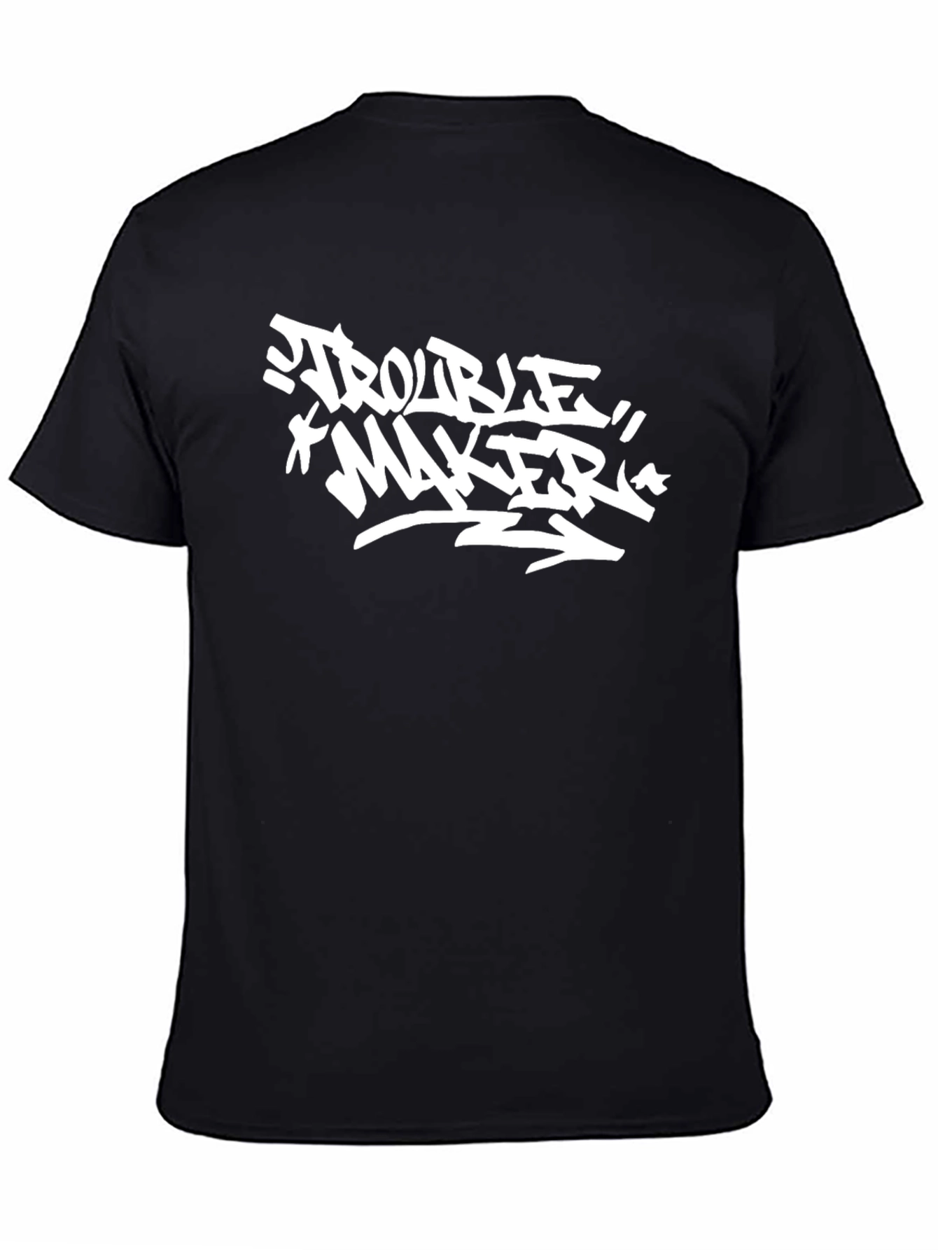 Black Trouble Maker Black Graphic Tee for Men view 4