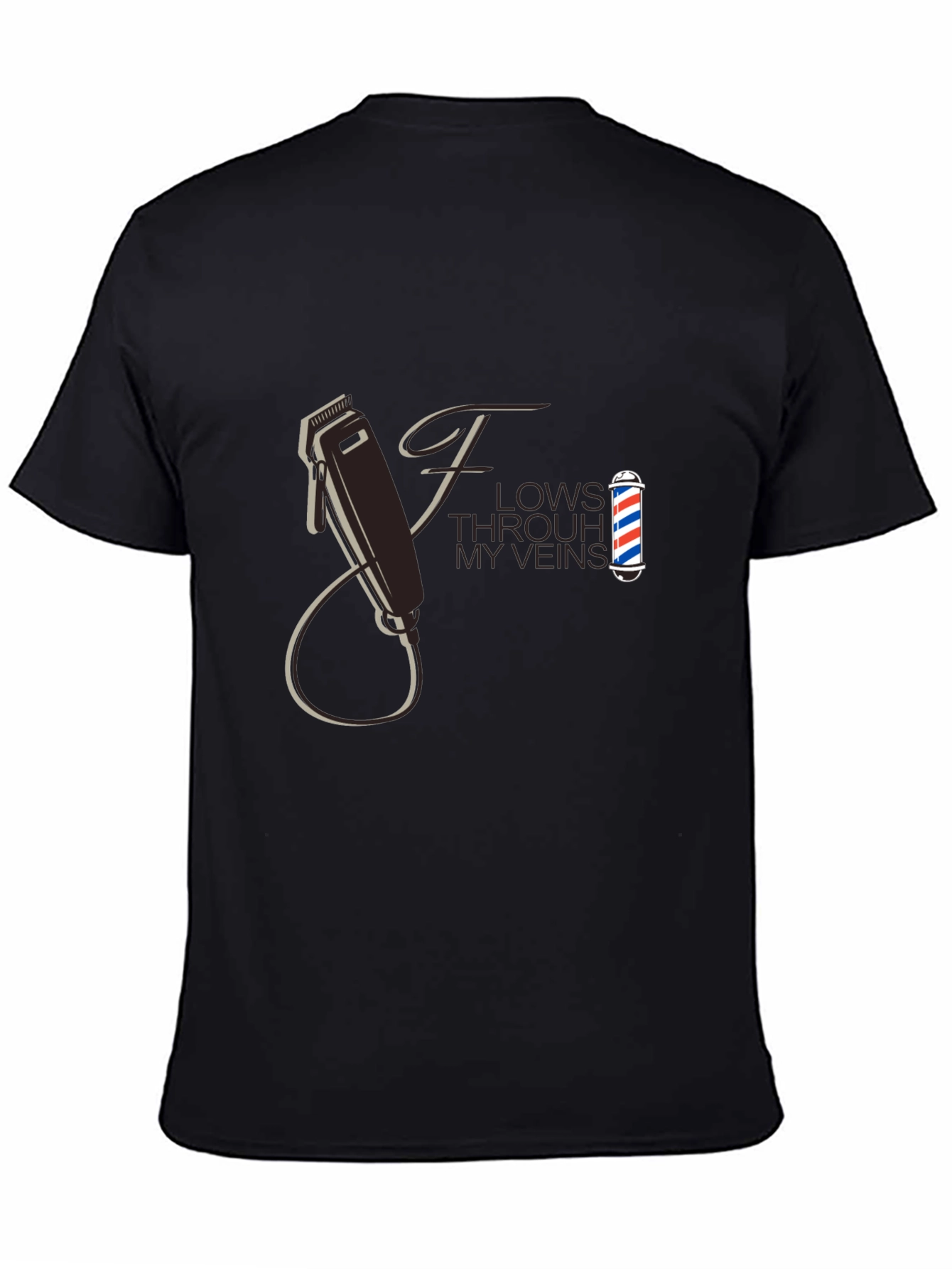 Black Barber Flow T-Shirt - Hair Clipper Design view 4