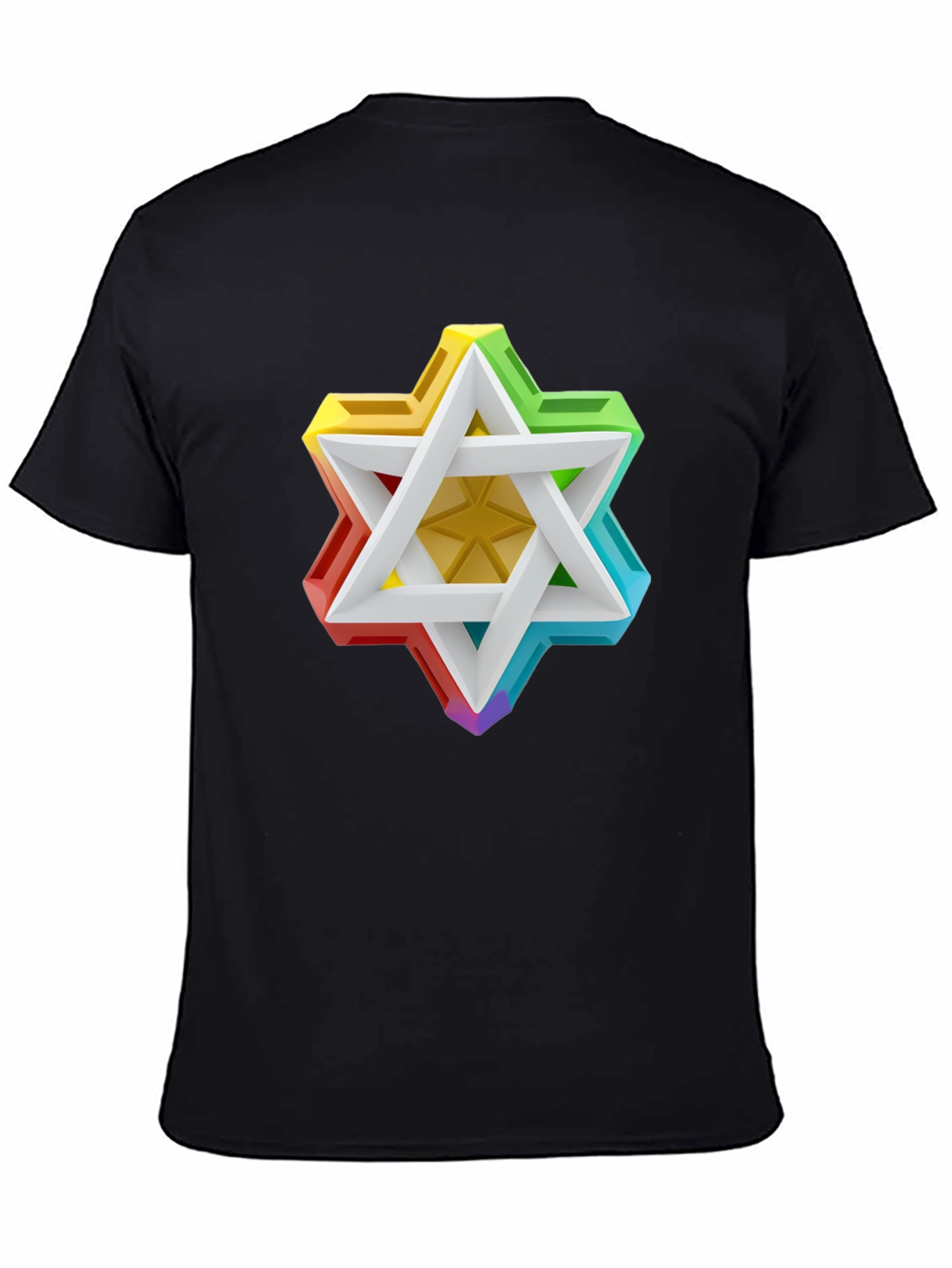 Black Rainbow Star of David Graphic Tee view 4