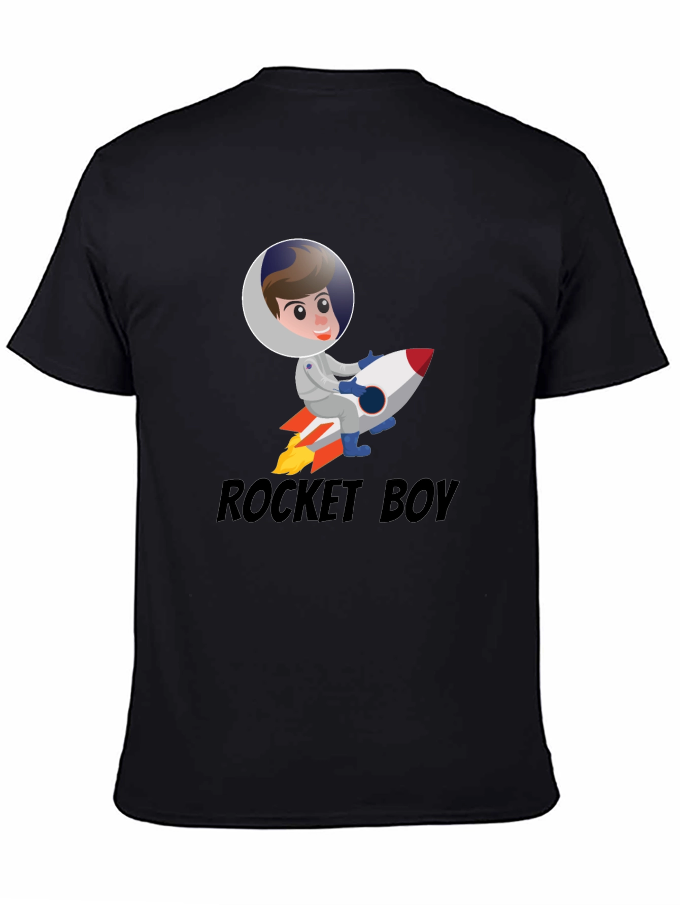 Black Rocket Boy Graphic T-Shirt - Funky Space Adventure Tee view 4