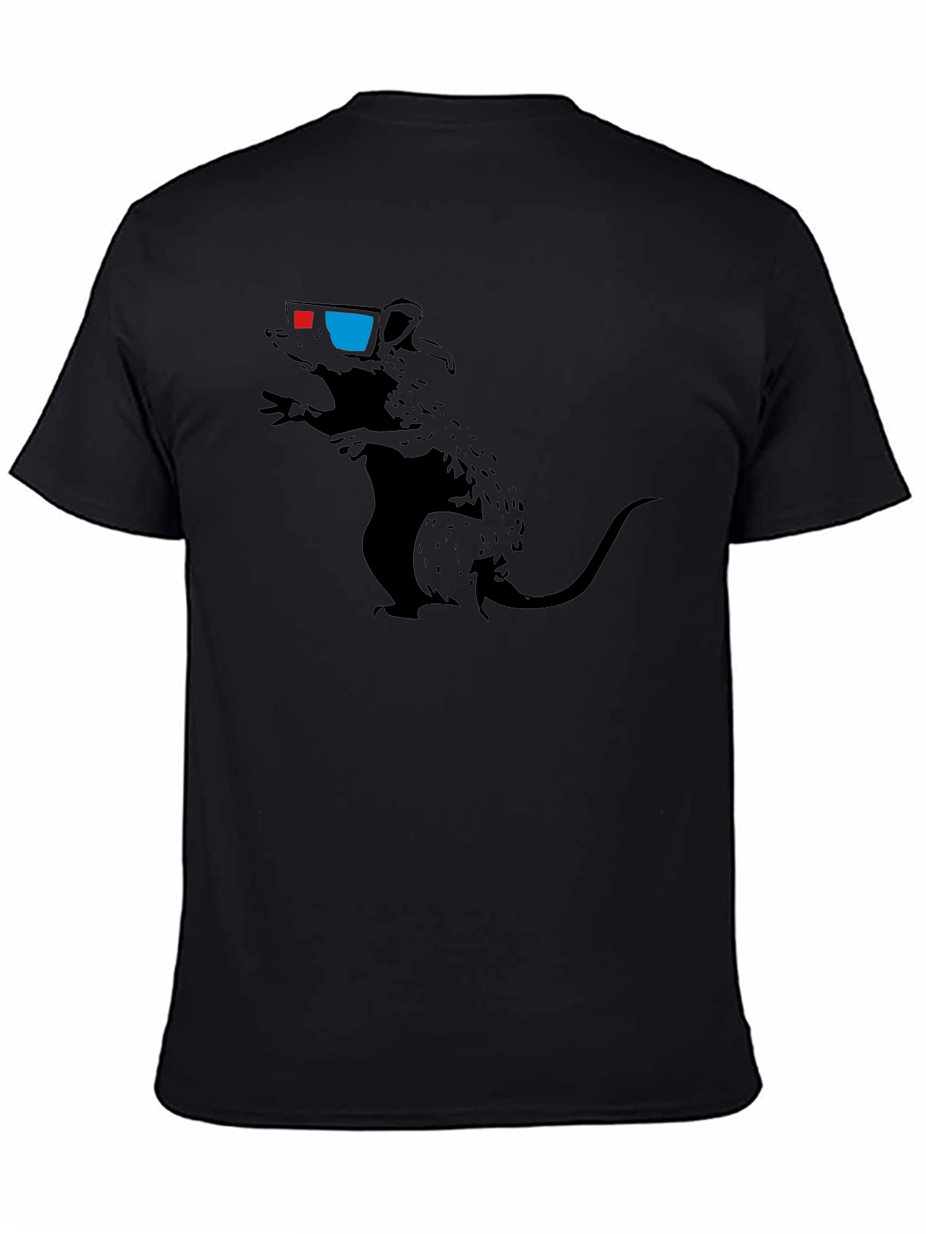 Black Rat with 3D Glasses Graphic Tee - Black view 4