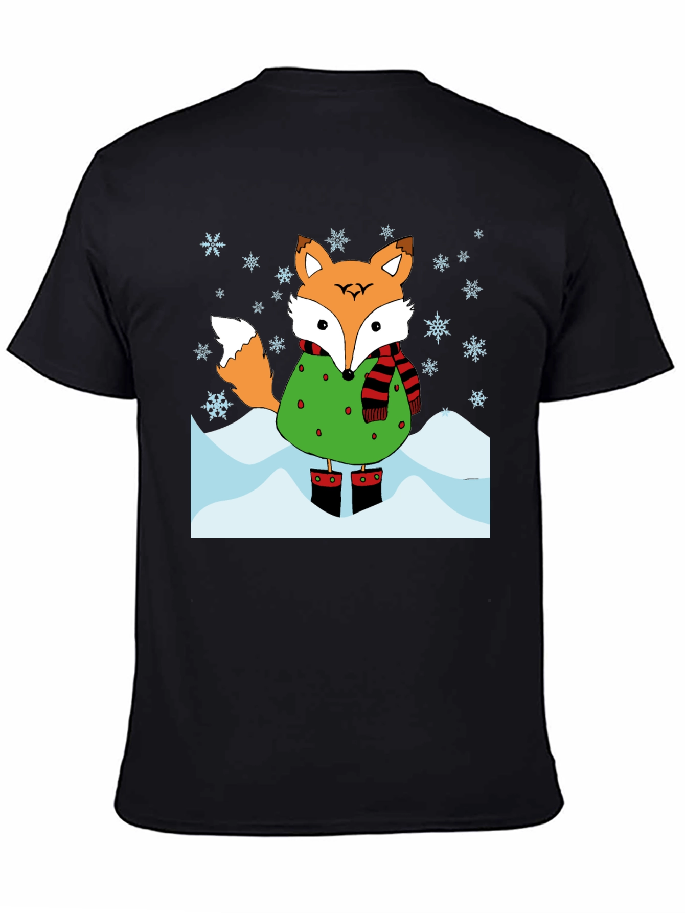 Black Winter Fox Graphic T-Shirt view 4