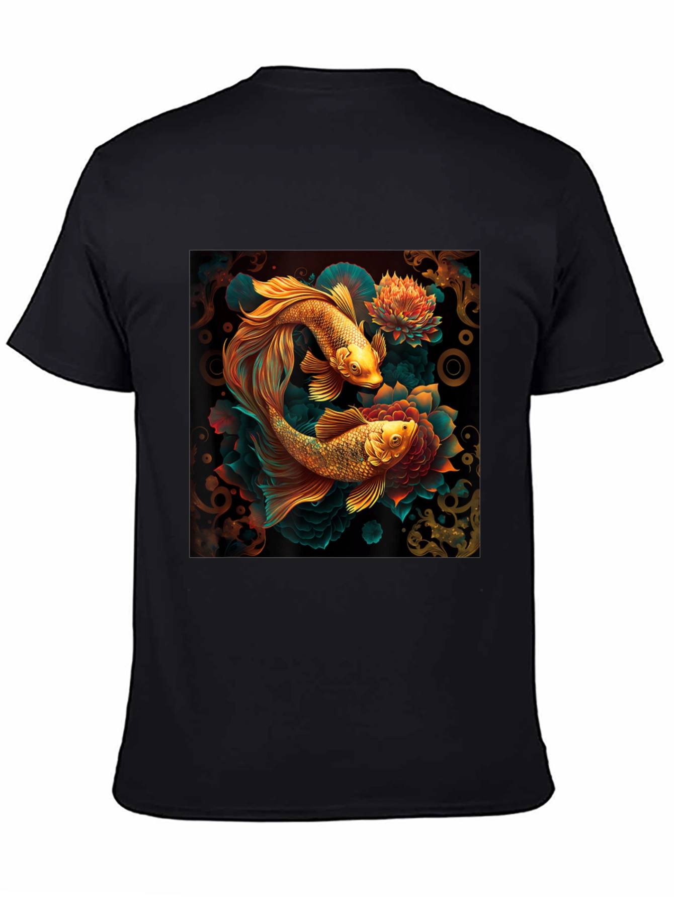 Black Koi Fish Graphic Tee - Artistic Design view 4
