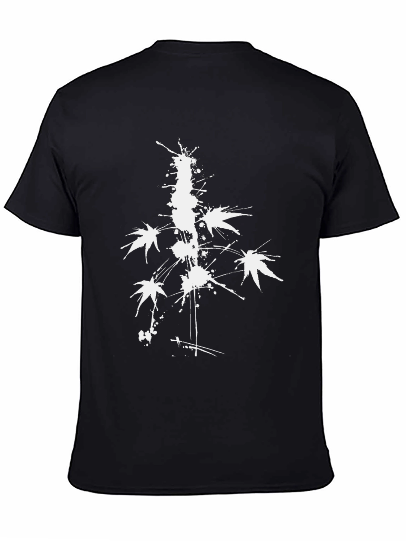 Black Abstract White Print Black T-Shirt view 4