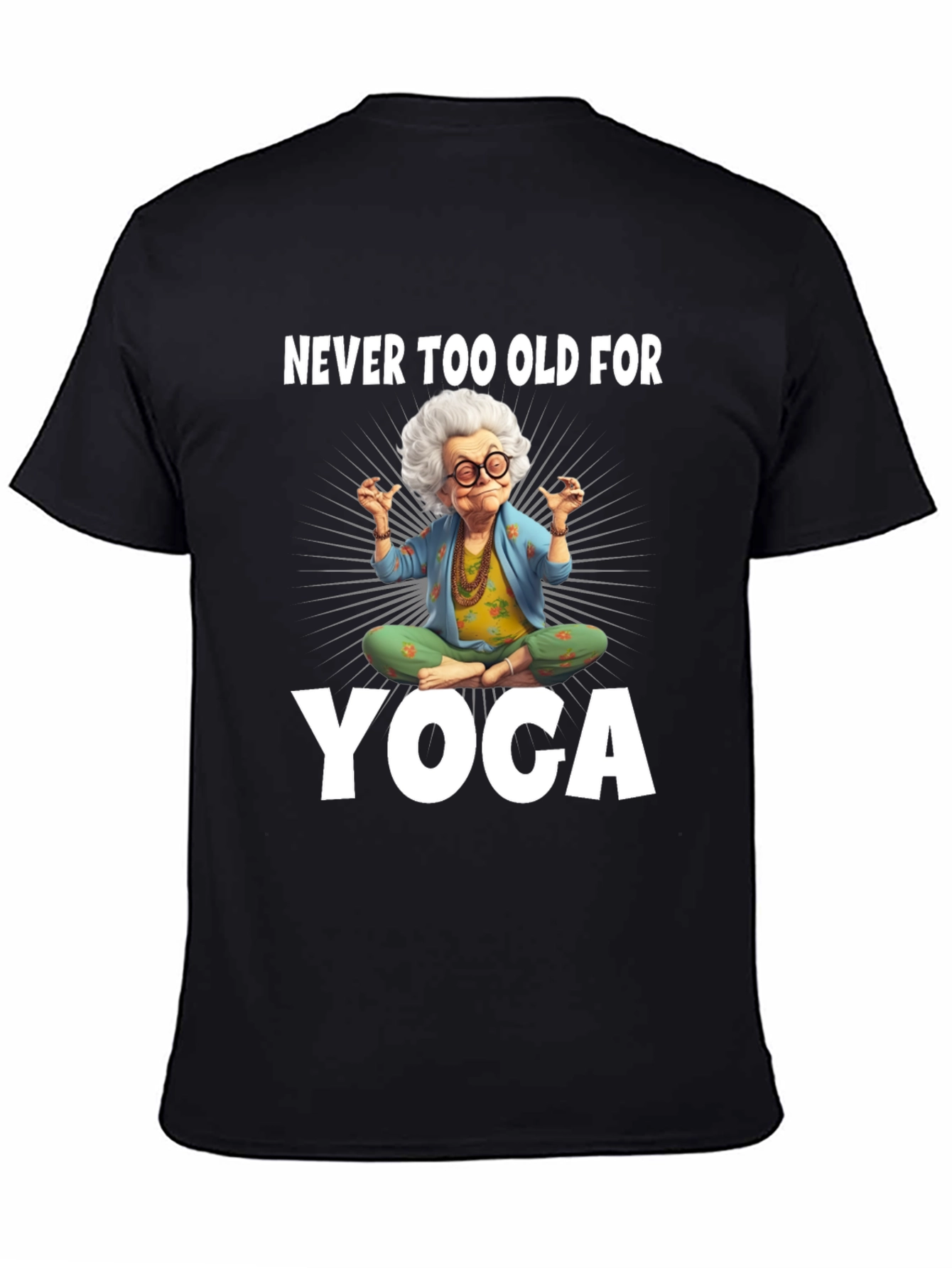 Black Funny Yoga Grandma T-Shirt view 4