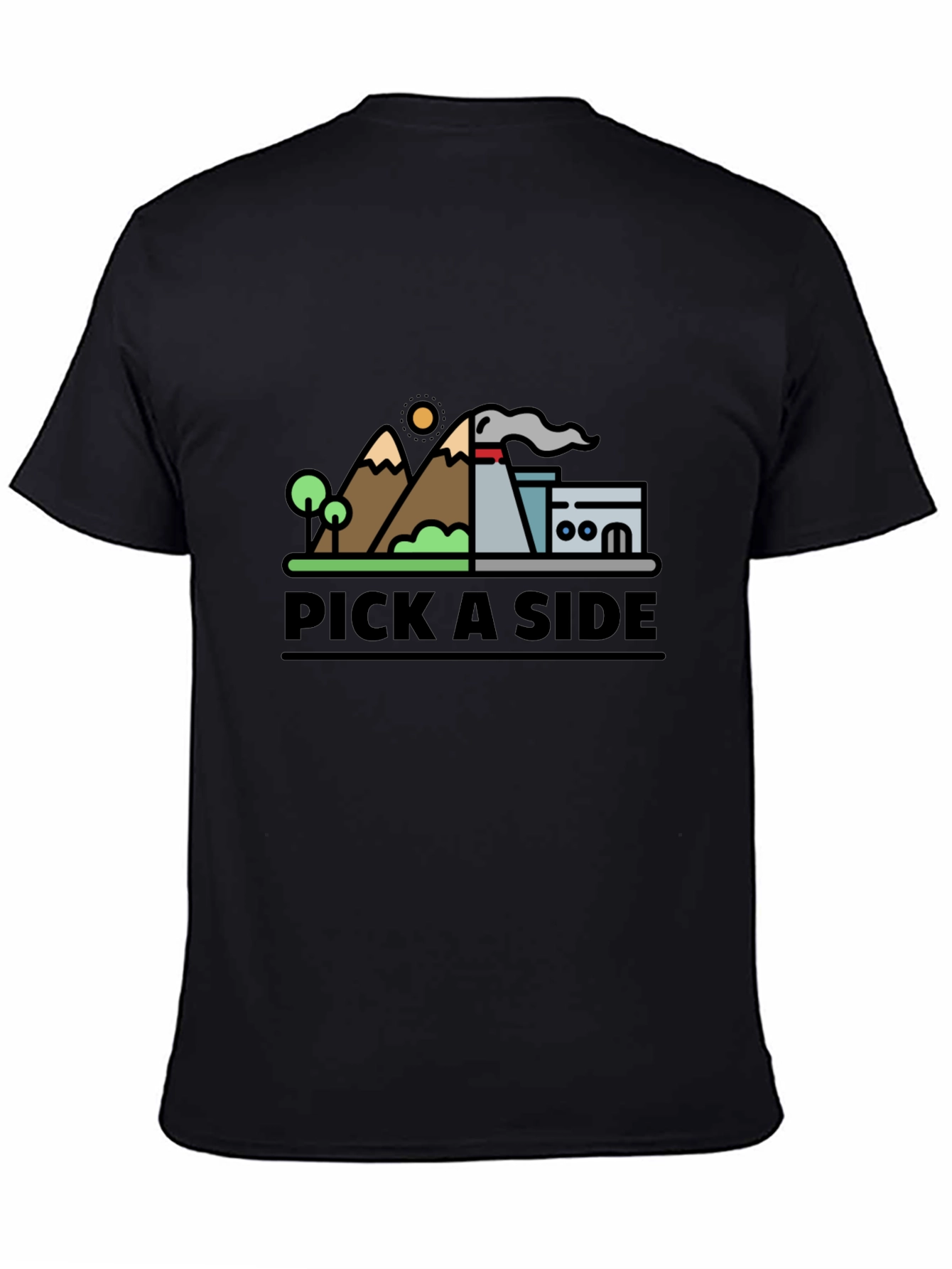 Black Pick A Side Graphic Tee - Nature vs Industry T-Shirt view 4