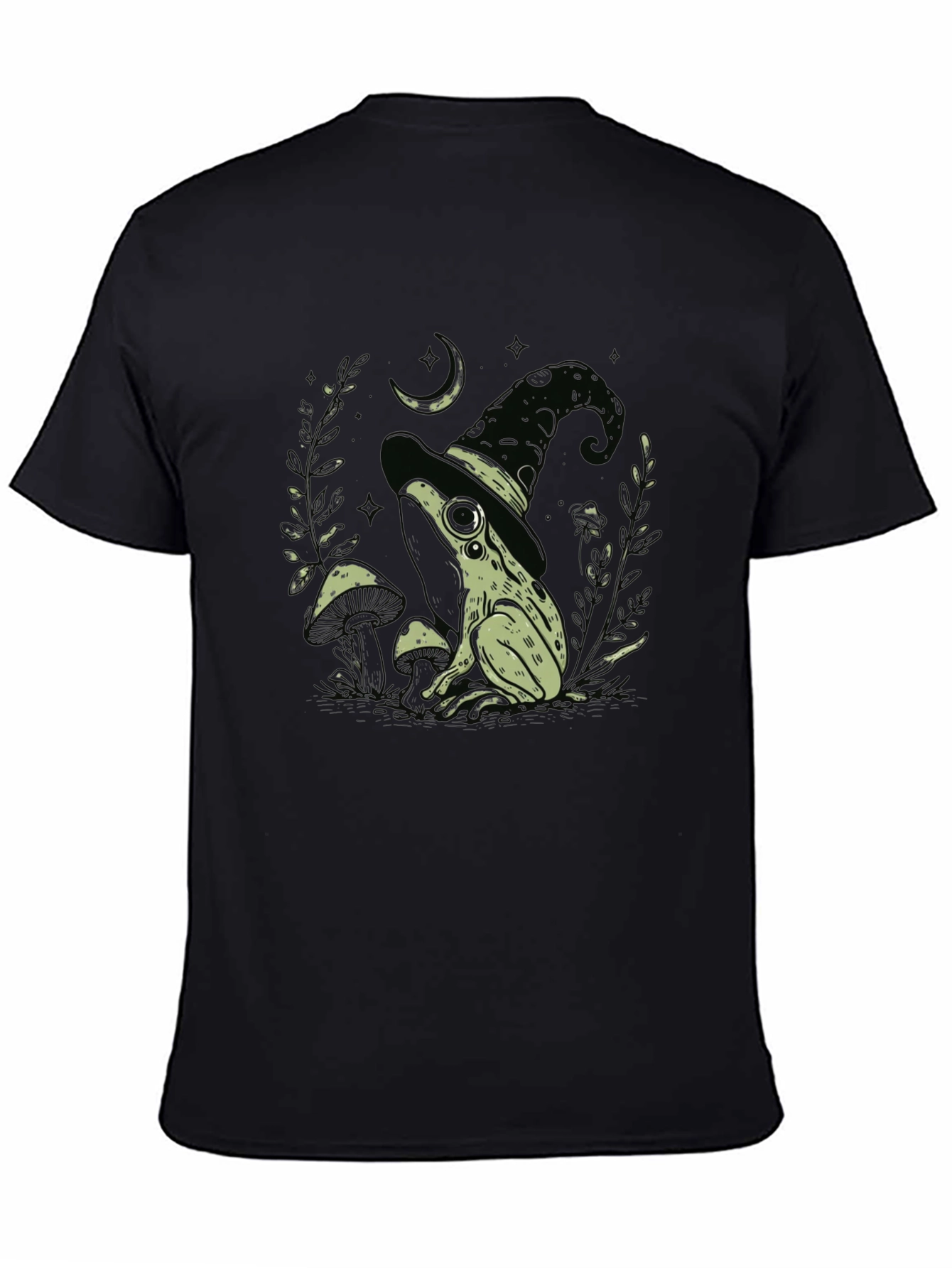 Black Witch Frog Graphic Tee - Black Cotton Blend T-Shirt view 4