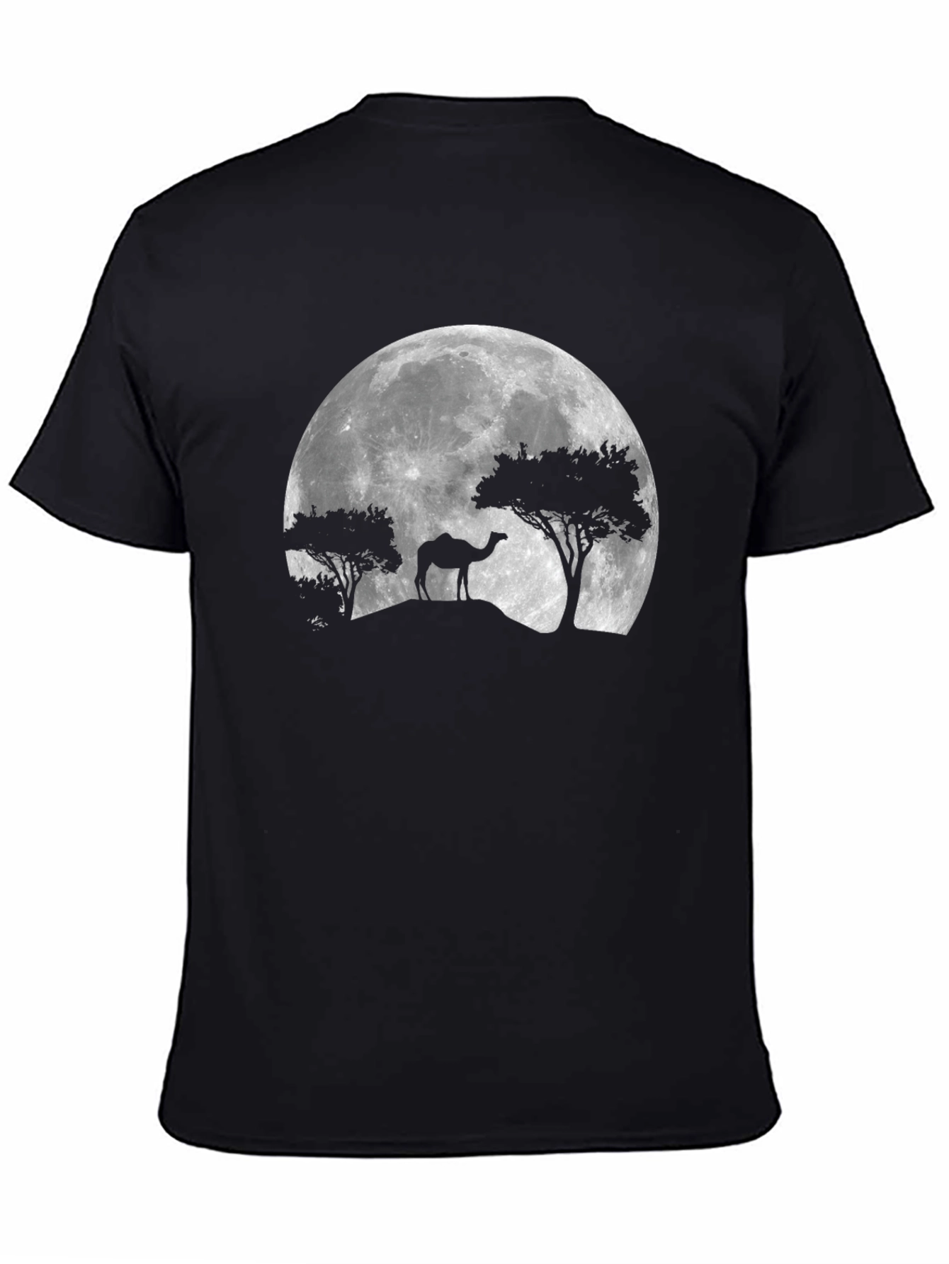 Black Camel Silhouette Moon Graphic T-Shirt view 4
