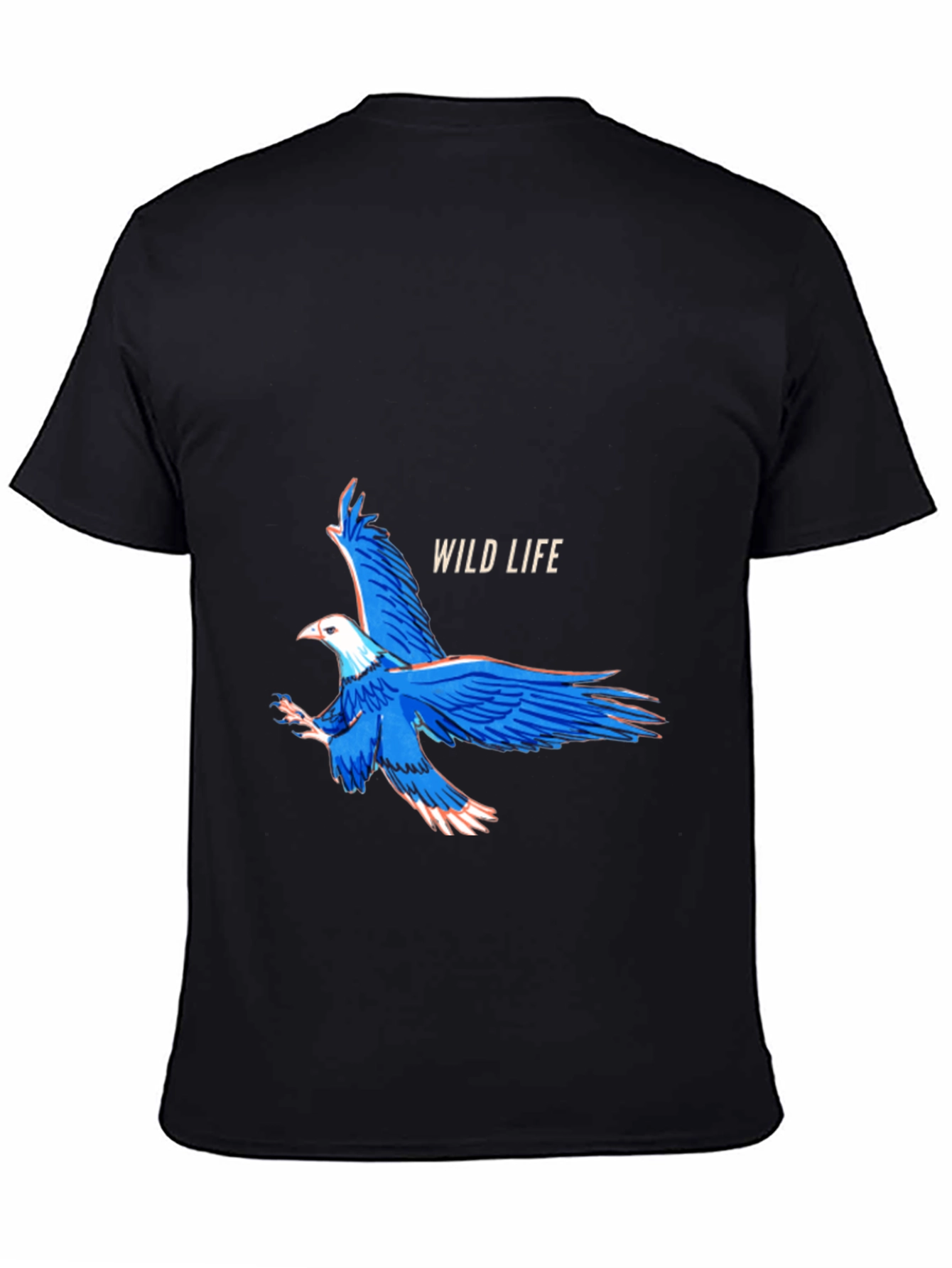 Black Wildlife Eagle Graphic Black T-Shirt view 4