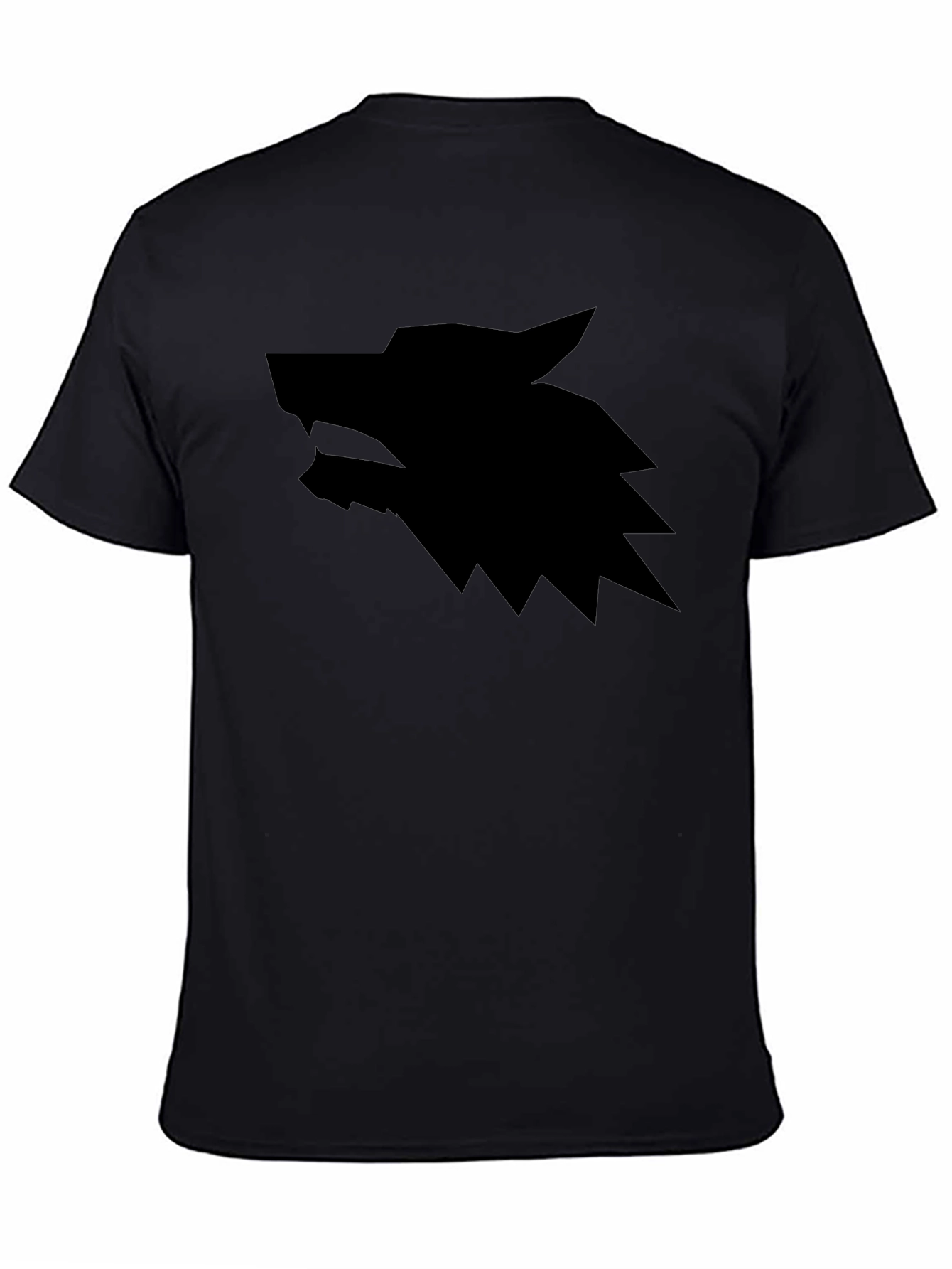 Black Men's Black Wolf Graphic T-Shirt view 4