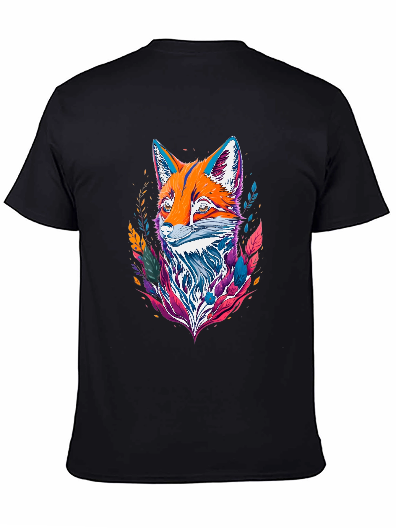 Black Abstract Fox Graphic Tee - Vivid Print view 4