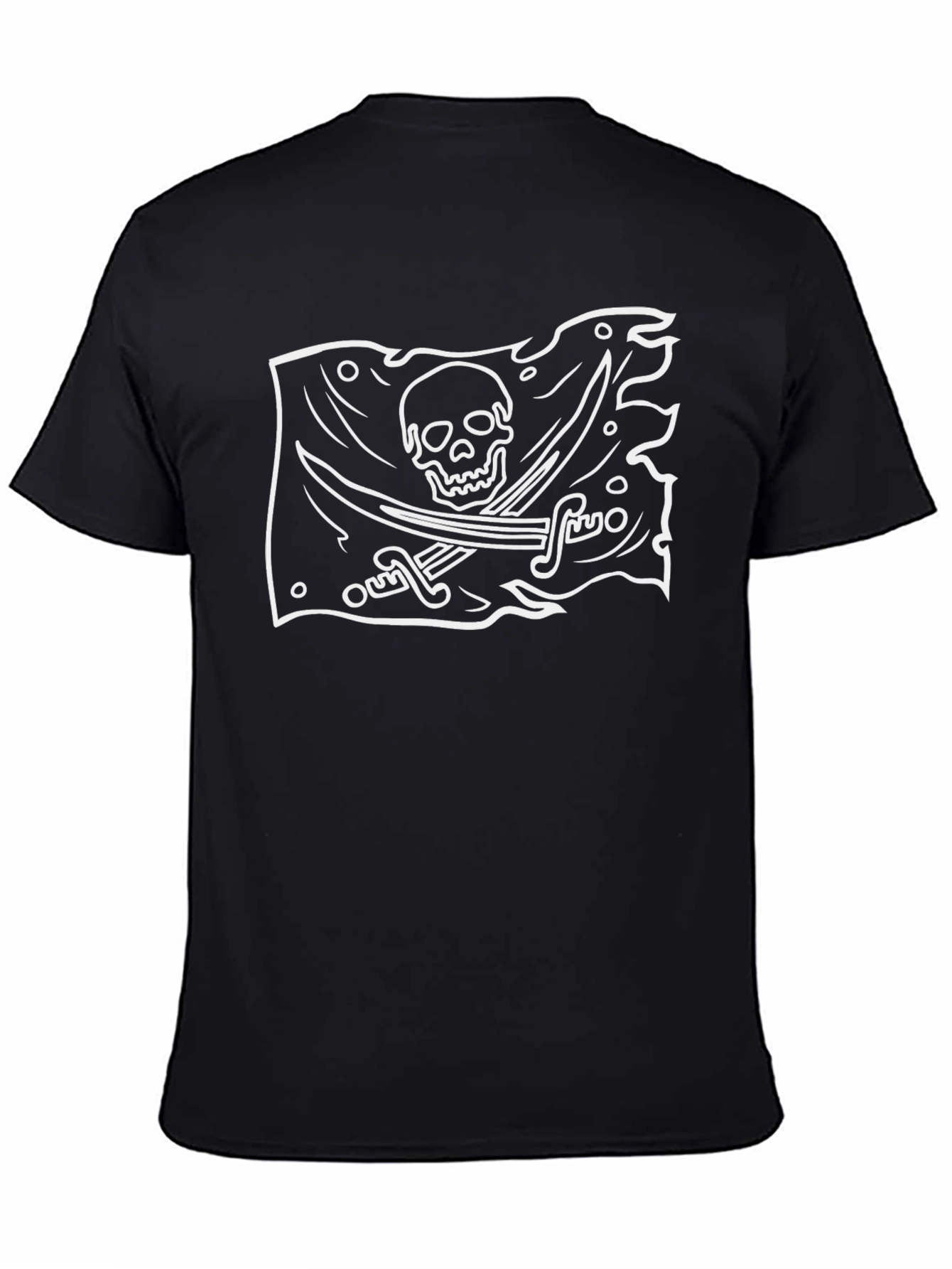 Black Pirate Skull Swords Graphic Tee - Black Cotton T-Shirt view 4