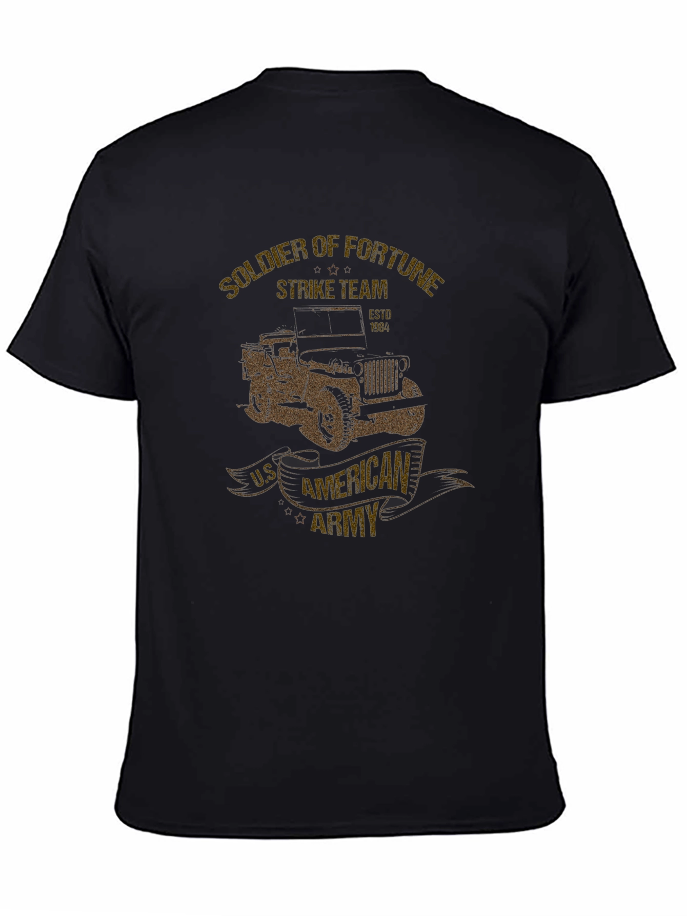 Black Soldier of Fortune T-Shirt - Military Jeep Design view 4