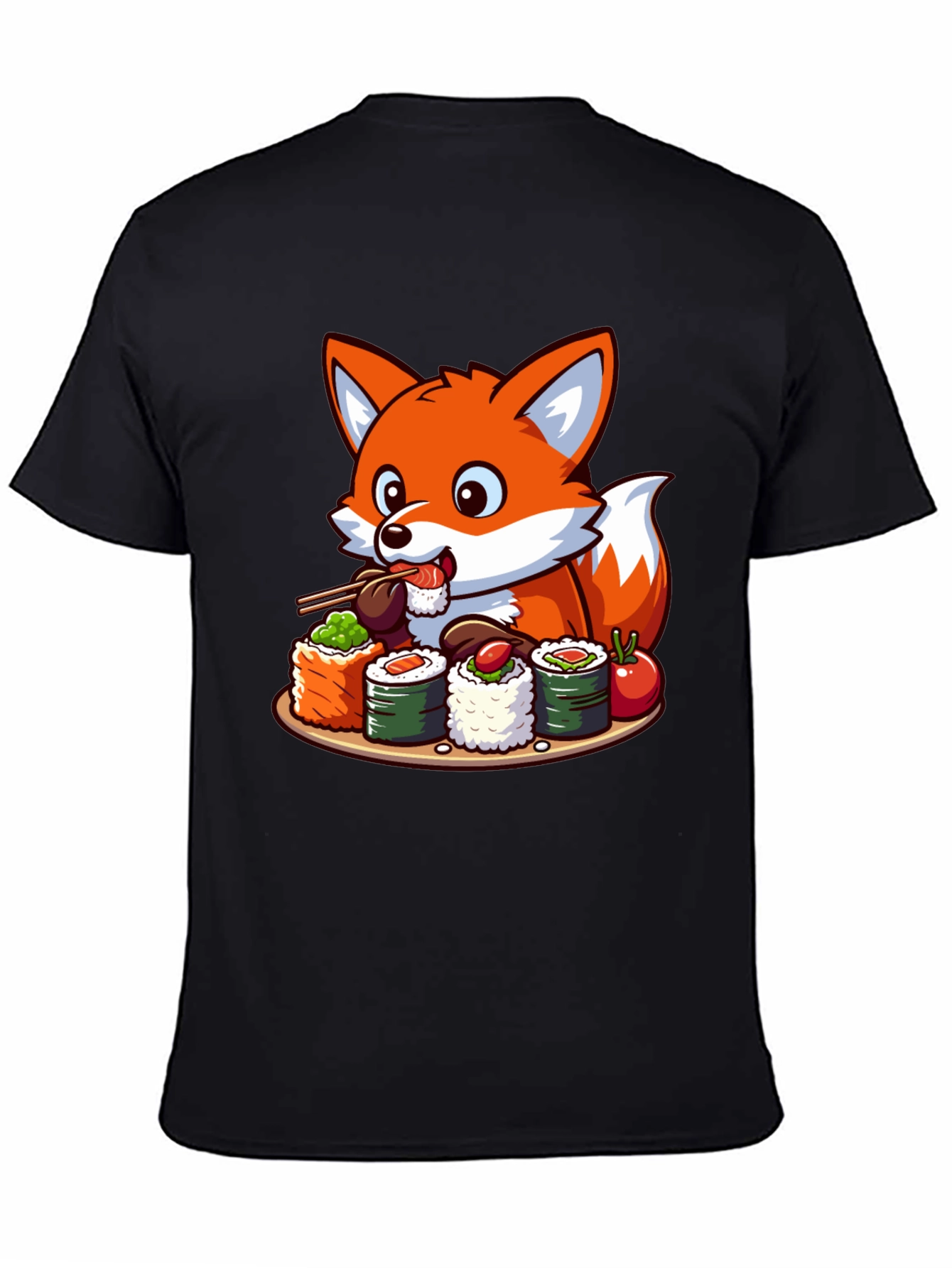 Black Fox Loves Sushi Graphic T-Shirt - Unisex Casual Tee view 4