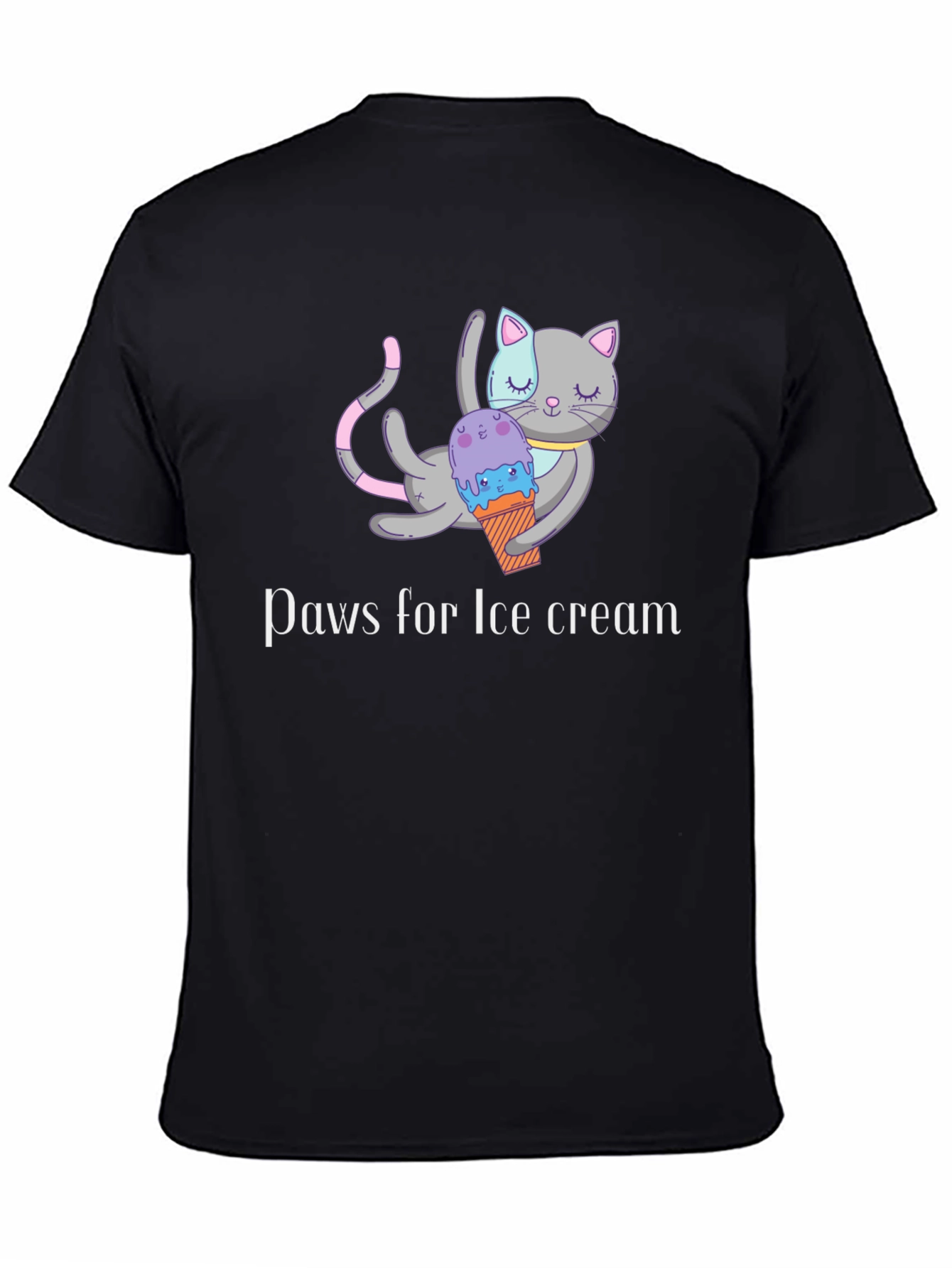 Black Paws for Ice Cream Black T-Shirt view 4