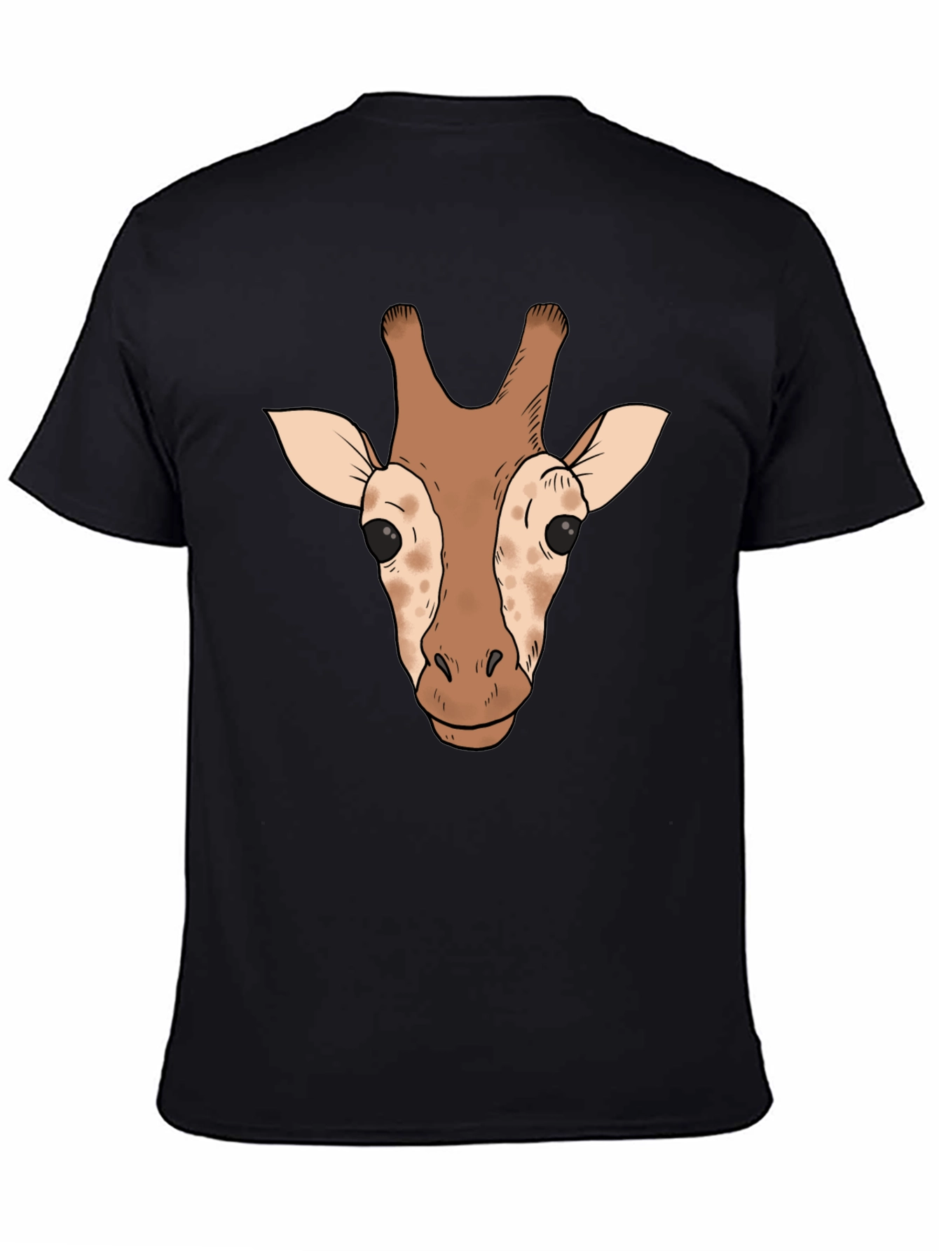 Black Giraffe Head Graphic Tee - Black Casual T-Shirt view 4