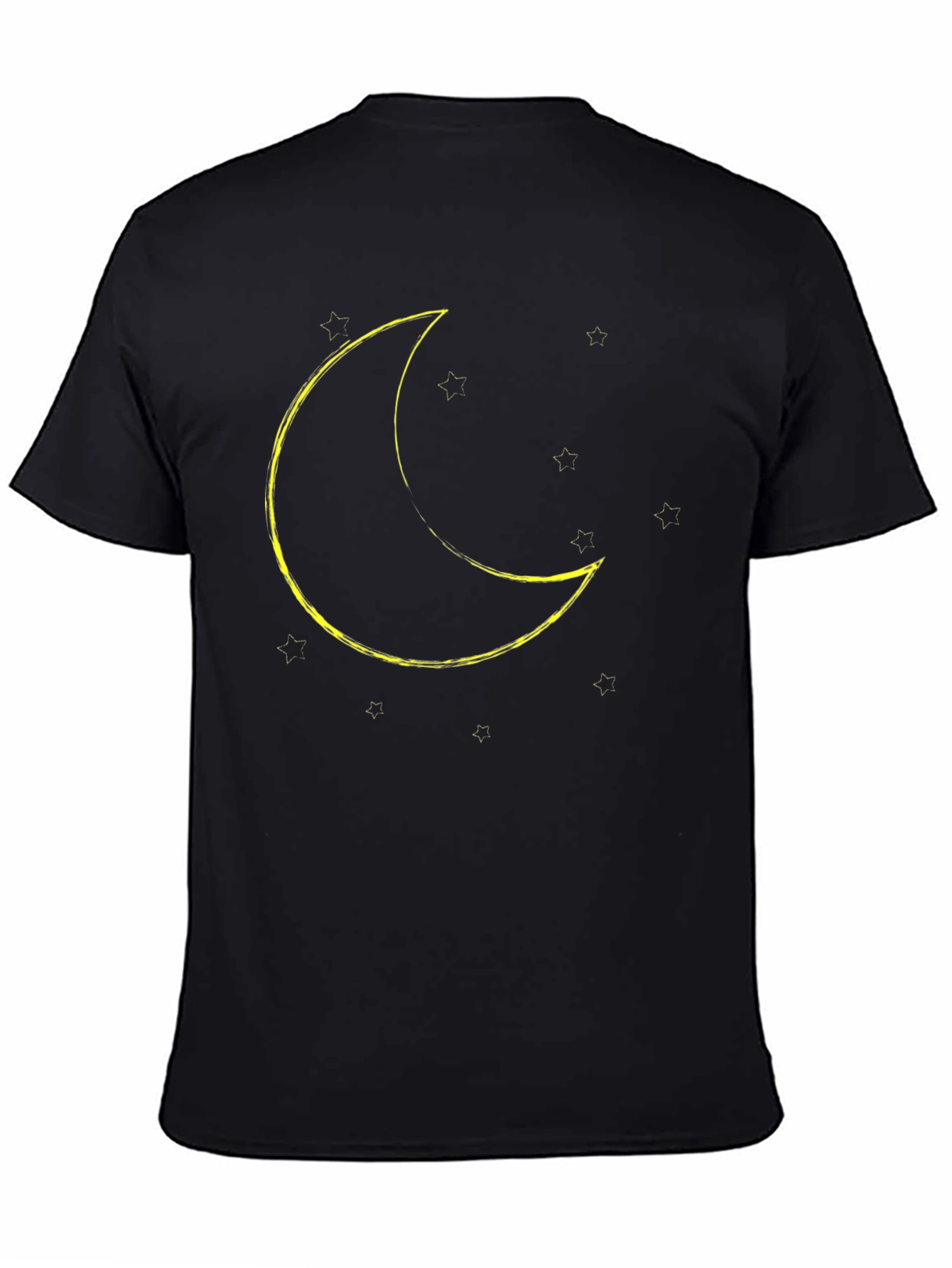 Black Crescent Moon & Stars Graphic Tee - Black Cotton Blend view 4