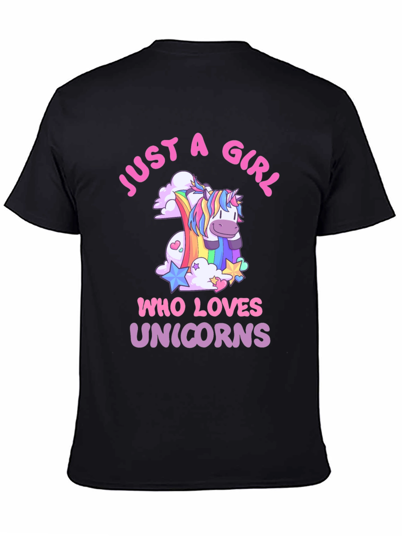 Black Just A Girl Who Loves Unicorns T-Shirt view 4