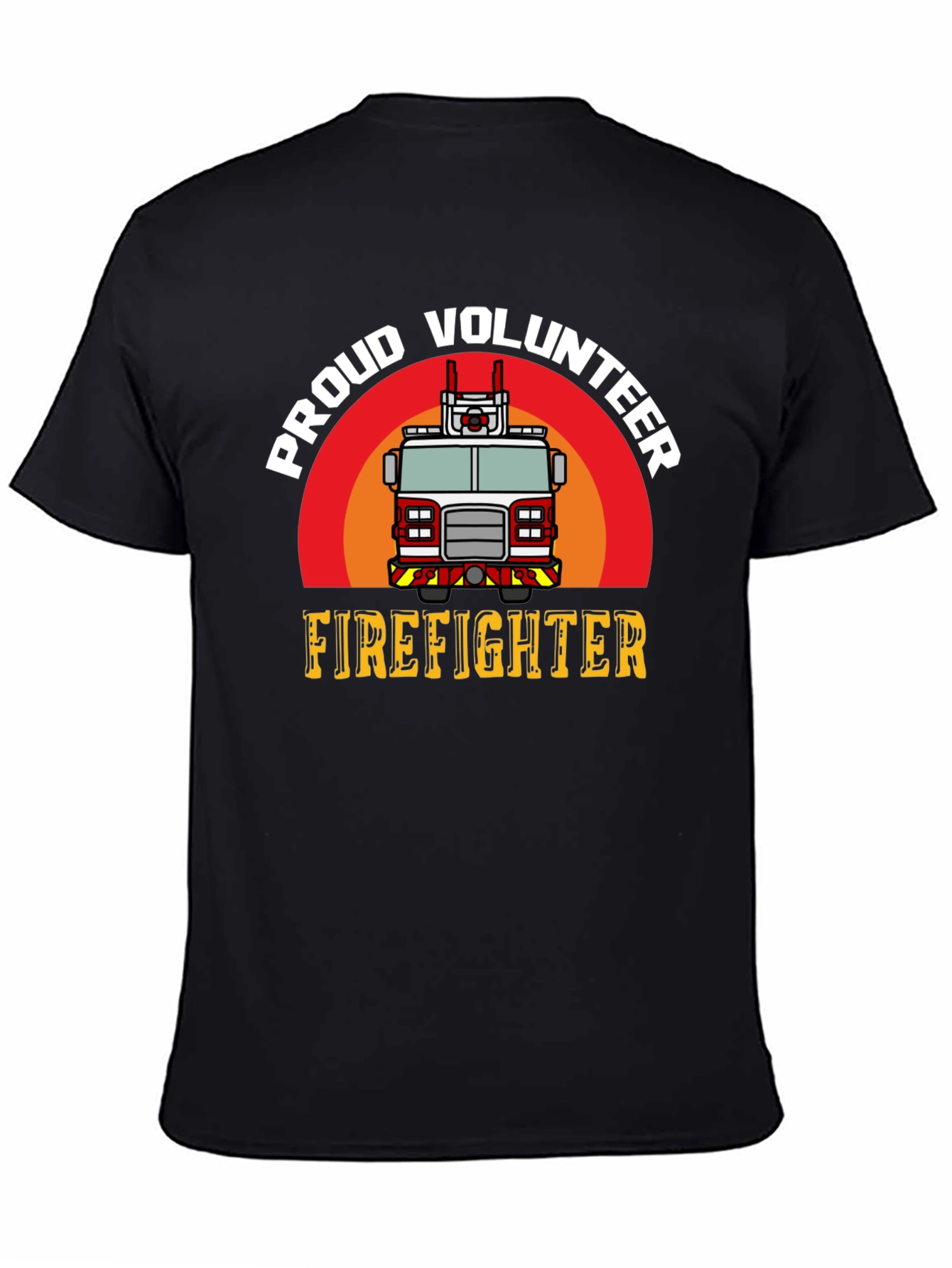 Black Proud Volunteer Firefighter Graphic T-Shirt view 4