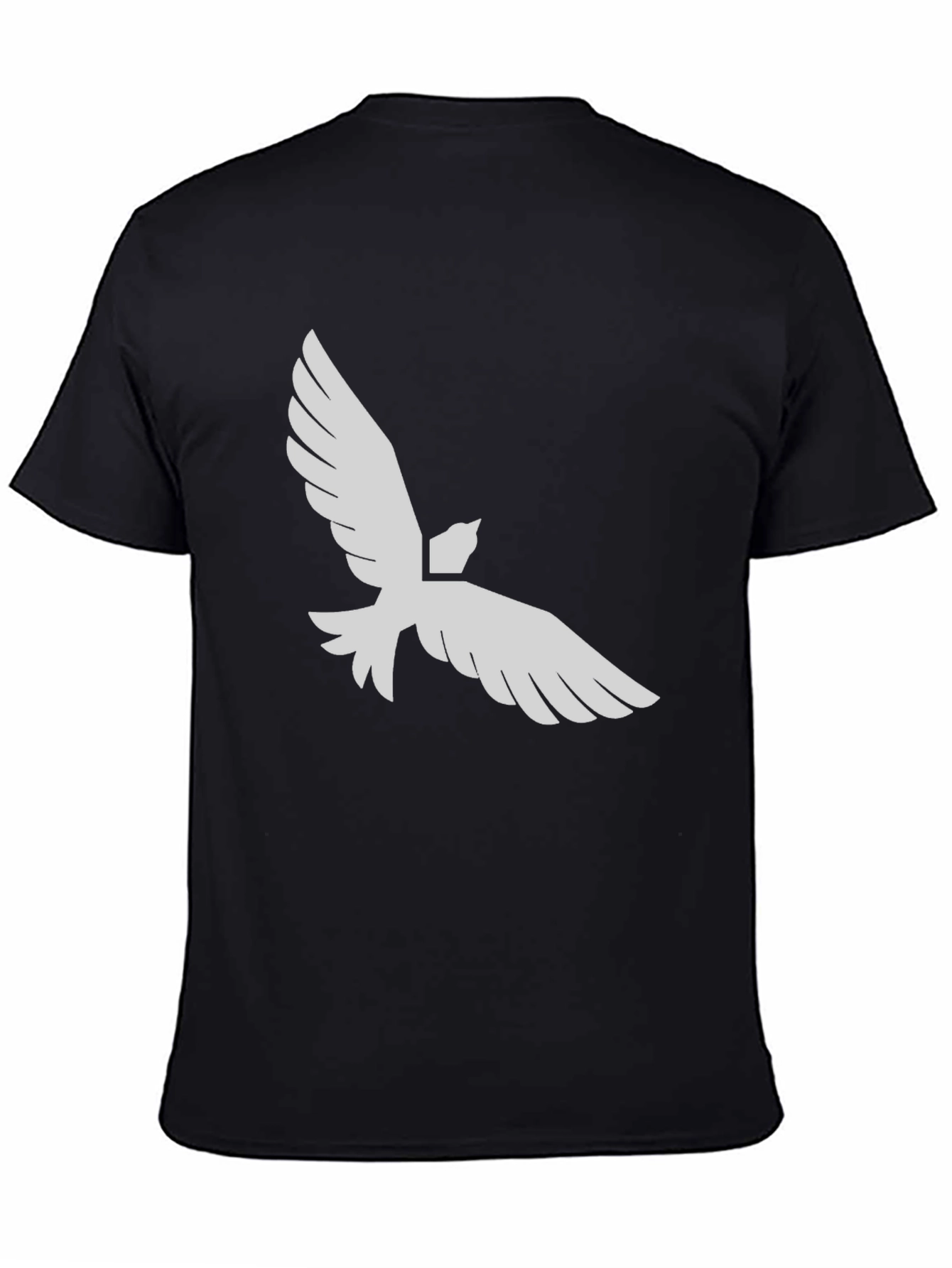 Black Black T-Shirt with White Dove Graphic Print view 4