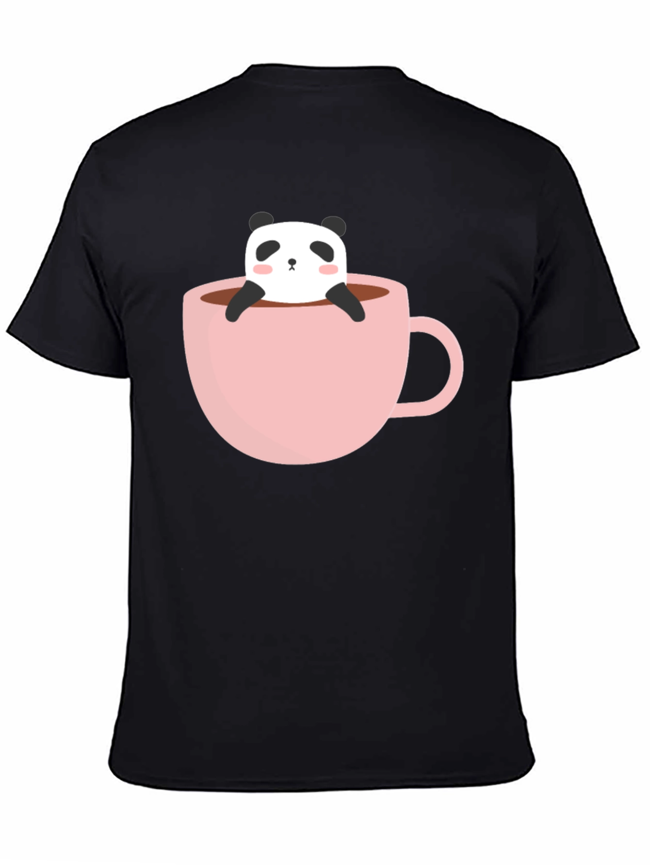 Black Panda in a Cup Graphic Tee - Soft Black Shirt view 4