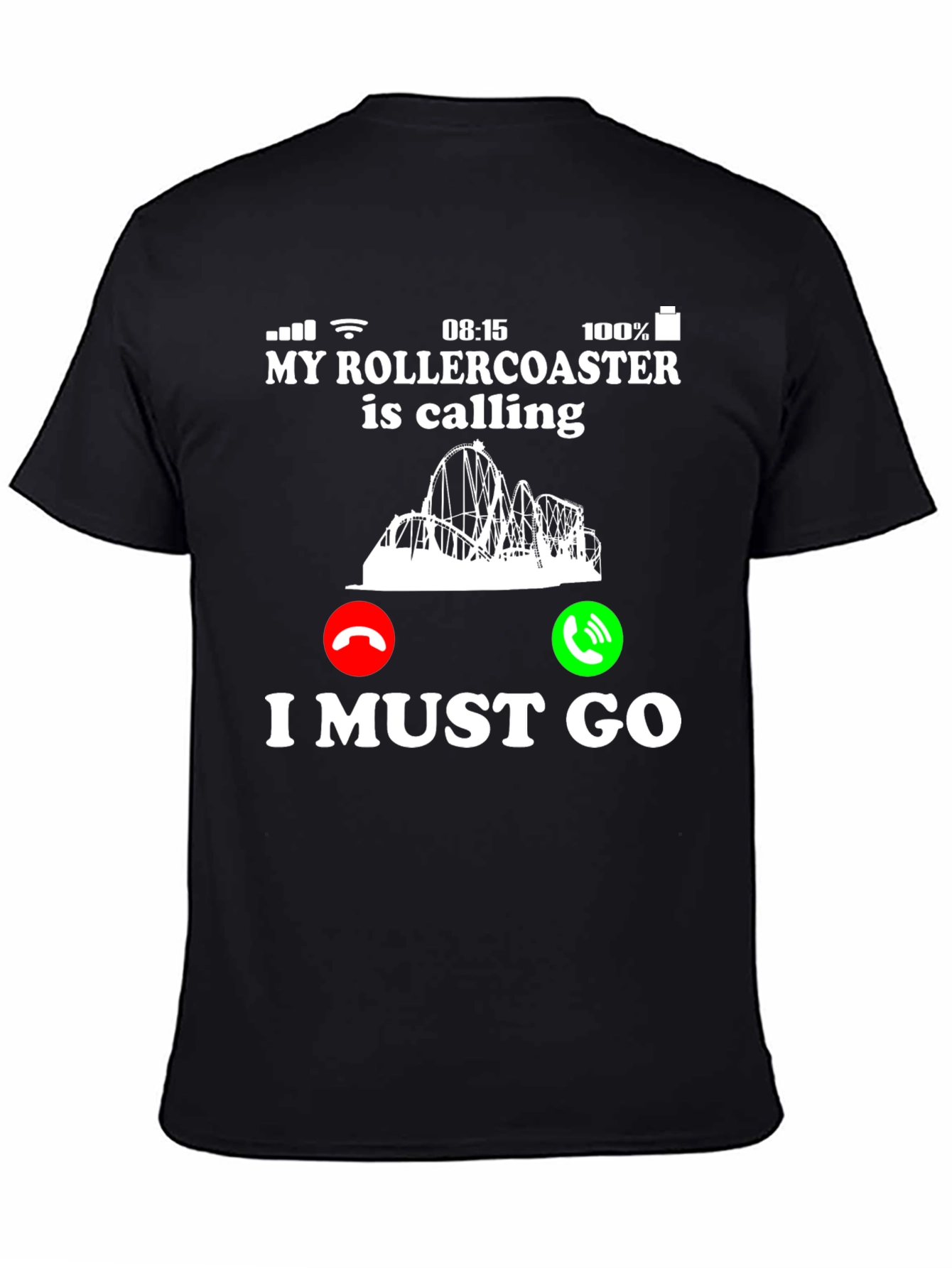 Black Rollercoaster Calling Graphic T-Shirt view 4