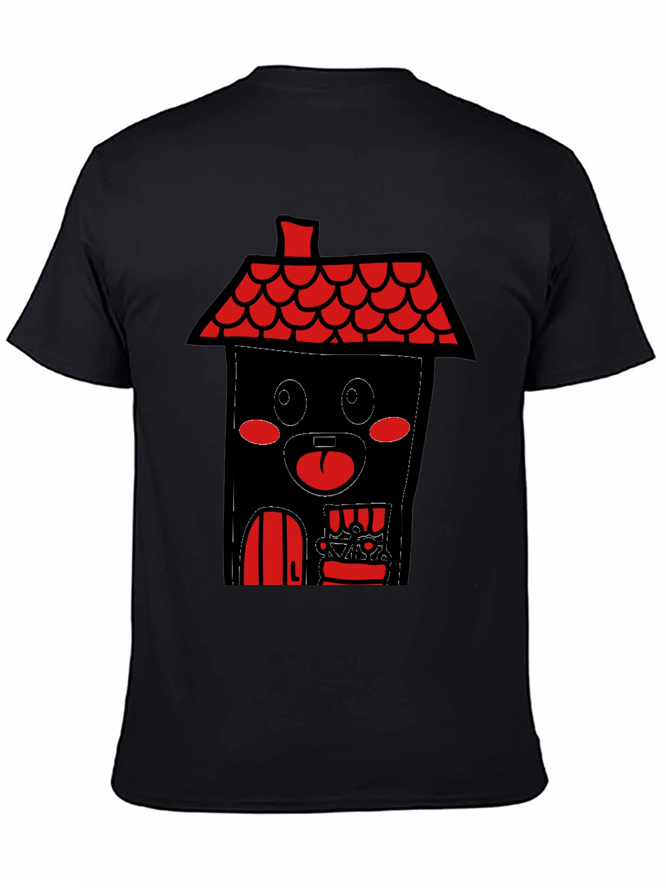 Black House Cartoon T-Shirt - Black view 4
