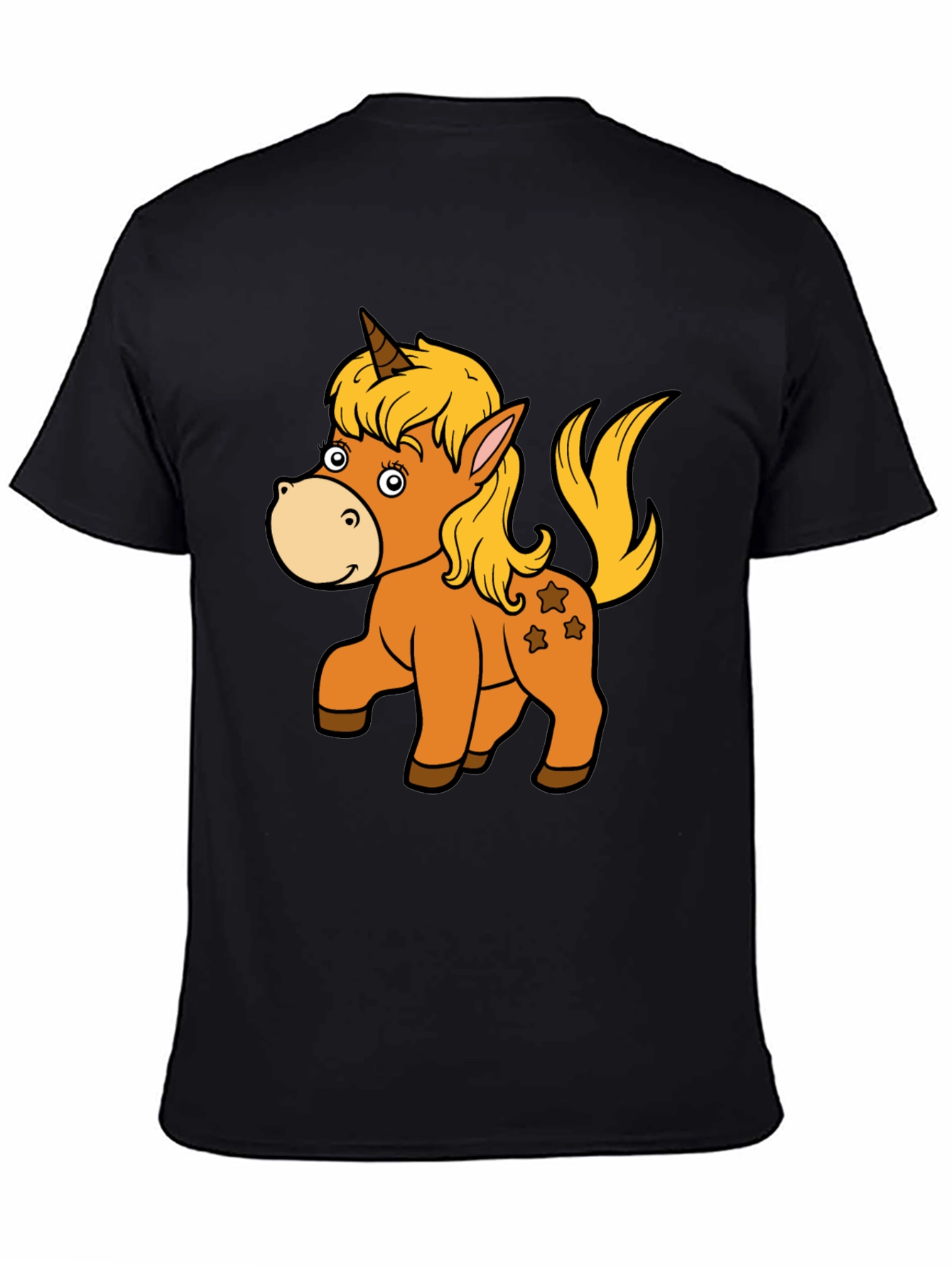 Black Unicorn Cartoon Graphic Tee - Black Unisex T-Shirt view 4