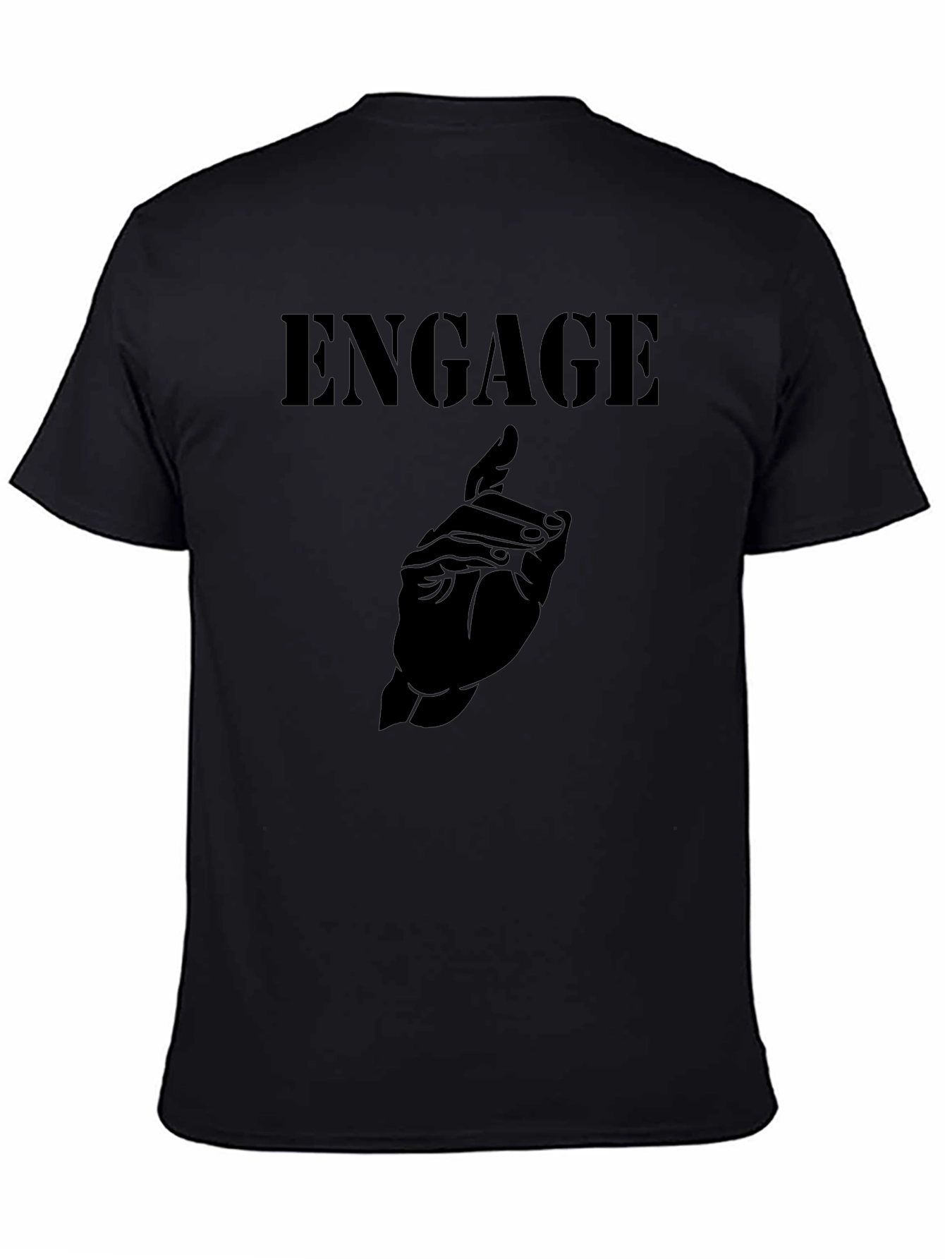 Black Engage Graphic Tee - Black Cotton Blend Shirt view 4