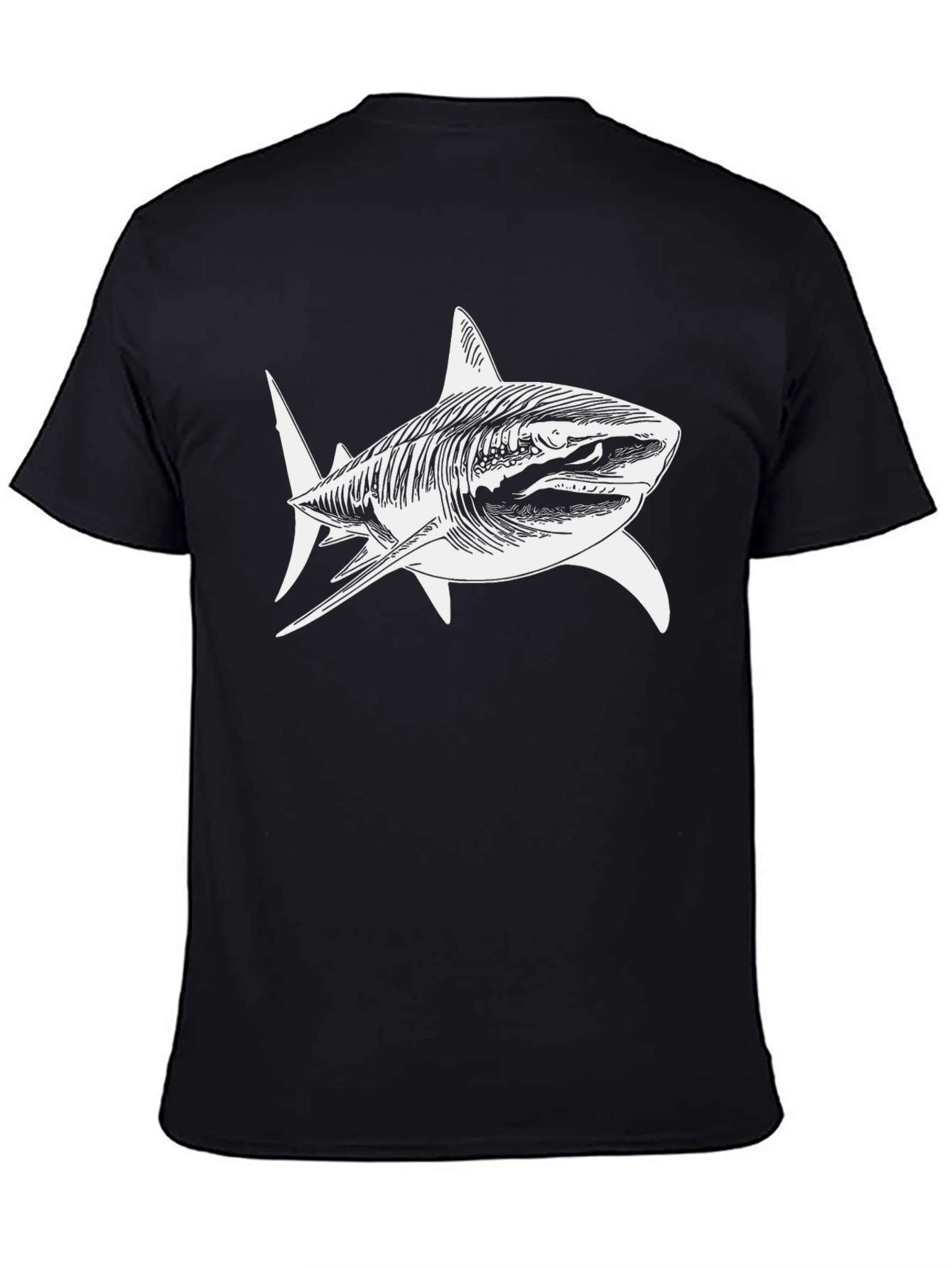 Black Shark Graphic Print Men's Black T-Shirt view 4