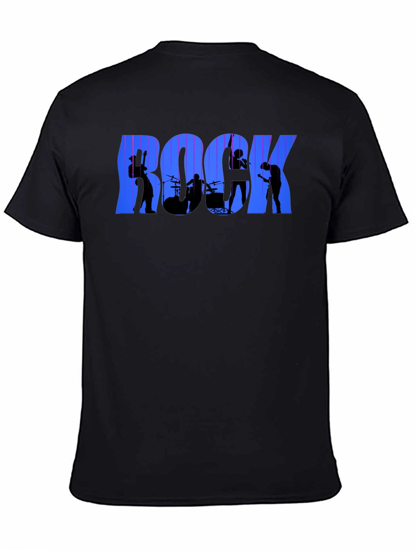Black Rock Band Silhouette Graphic Tee - Black Cotton T-Shirt view 4