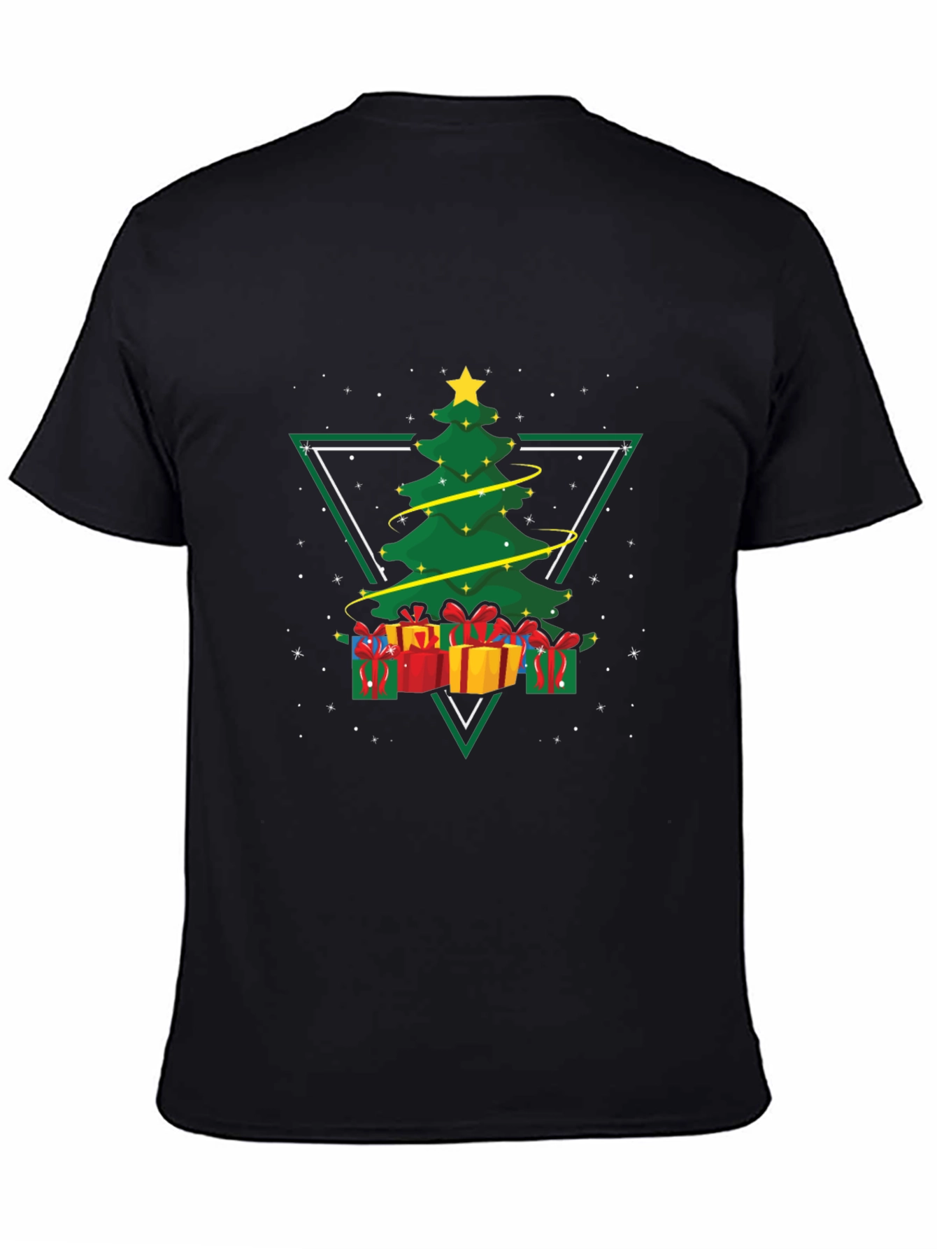Black Christmas Tree Triangle Graphic Tee view 4